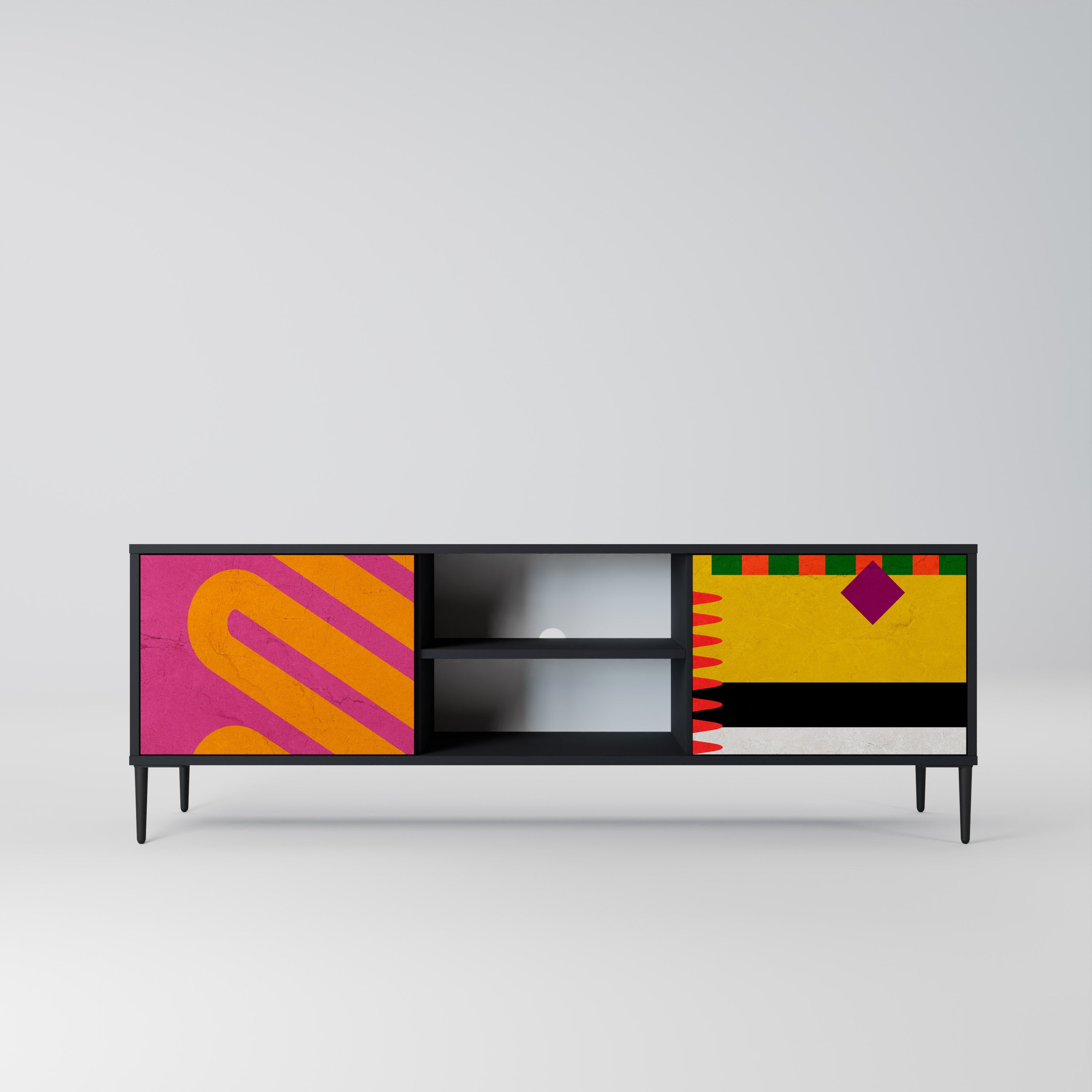 Mueble de TV VIVID ART de 2 puertas con acabado negro