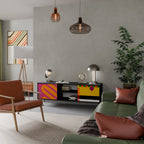 VIVID ART Mueble de TV de 2 Puertas en Acabado Negro