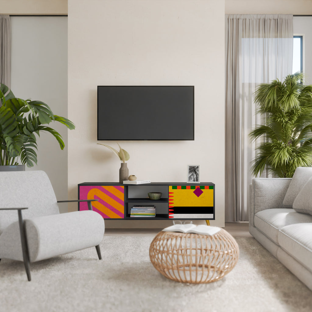 Mueble de TV VIVID ART de 2 puertas con acabado negro