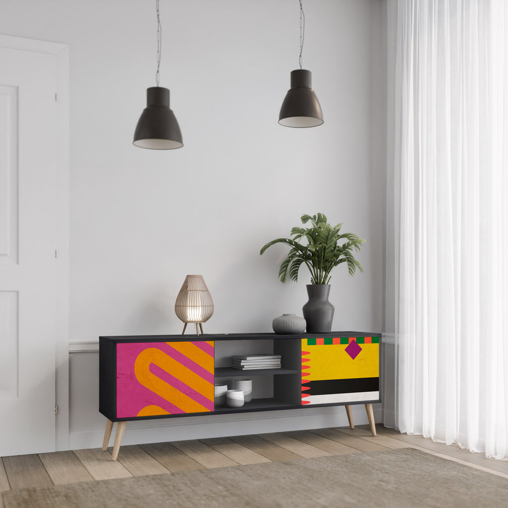 Mueble de TV VIVID ART de 2 puertas con acabado negro