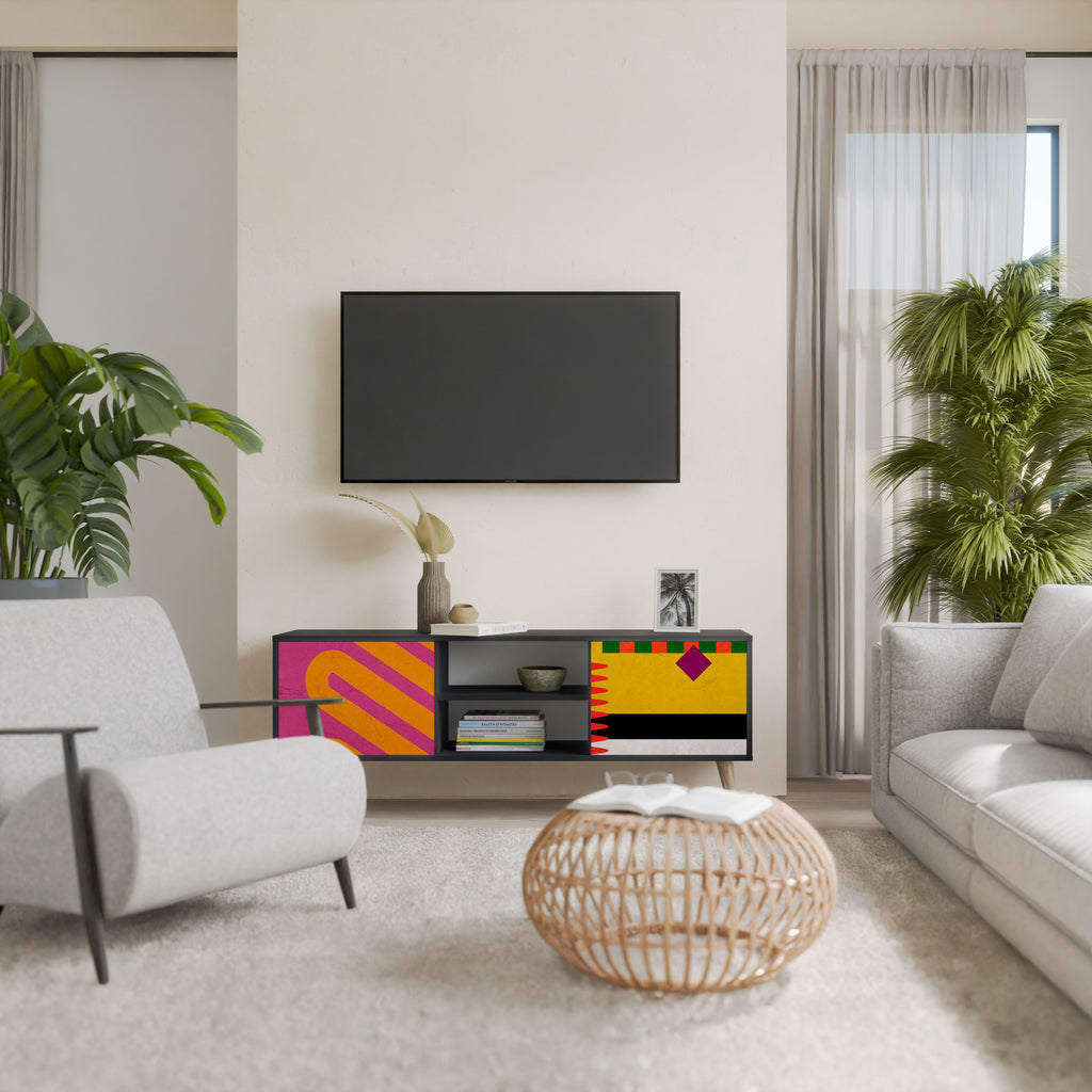 Mueble de TV VIVID ART de 2 puertas con acabado negro