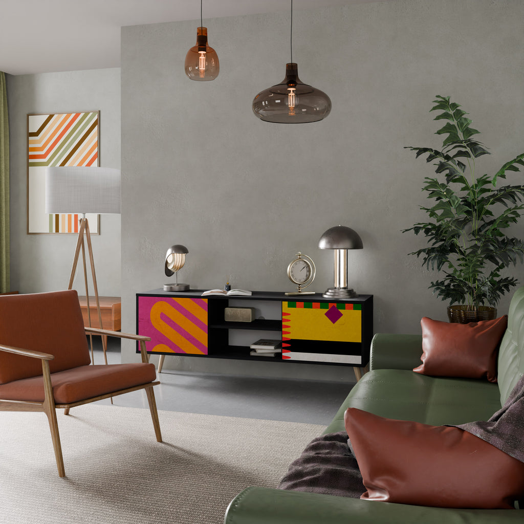 Mueble de TV VIVID ART de 2 puertas con acabado negro