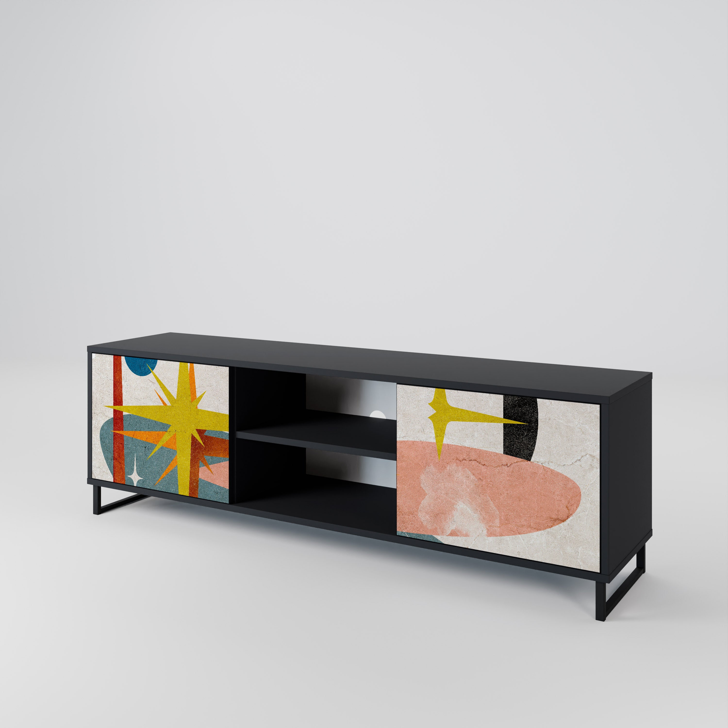 Mueble de TV INTERSTELLAR VIBES de 2 puertas con acabado negro