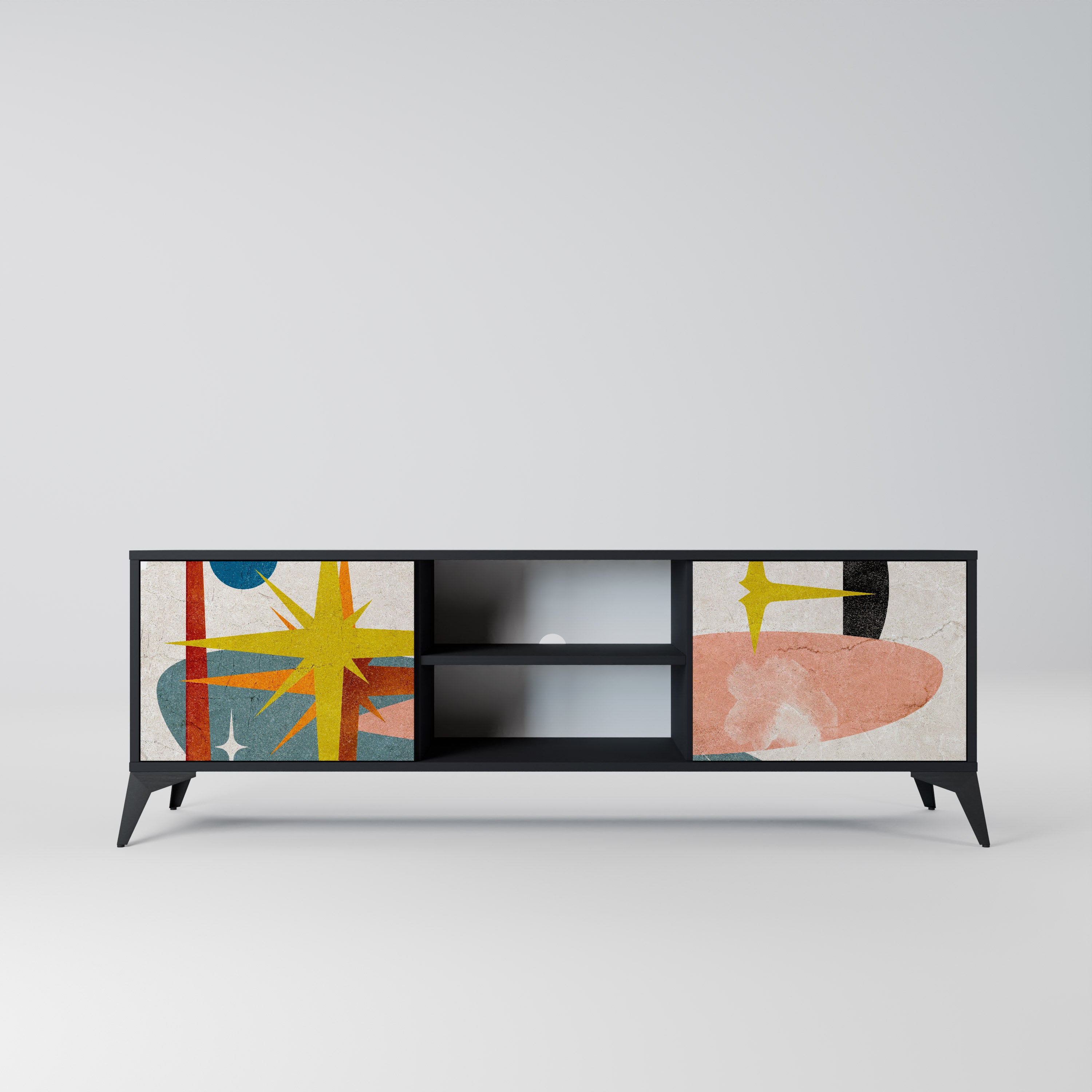 Mueble de TV INTERSTELLAR VIBES de 2 puertas con acabado negro