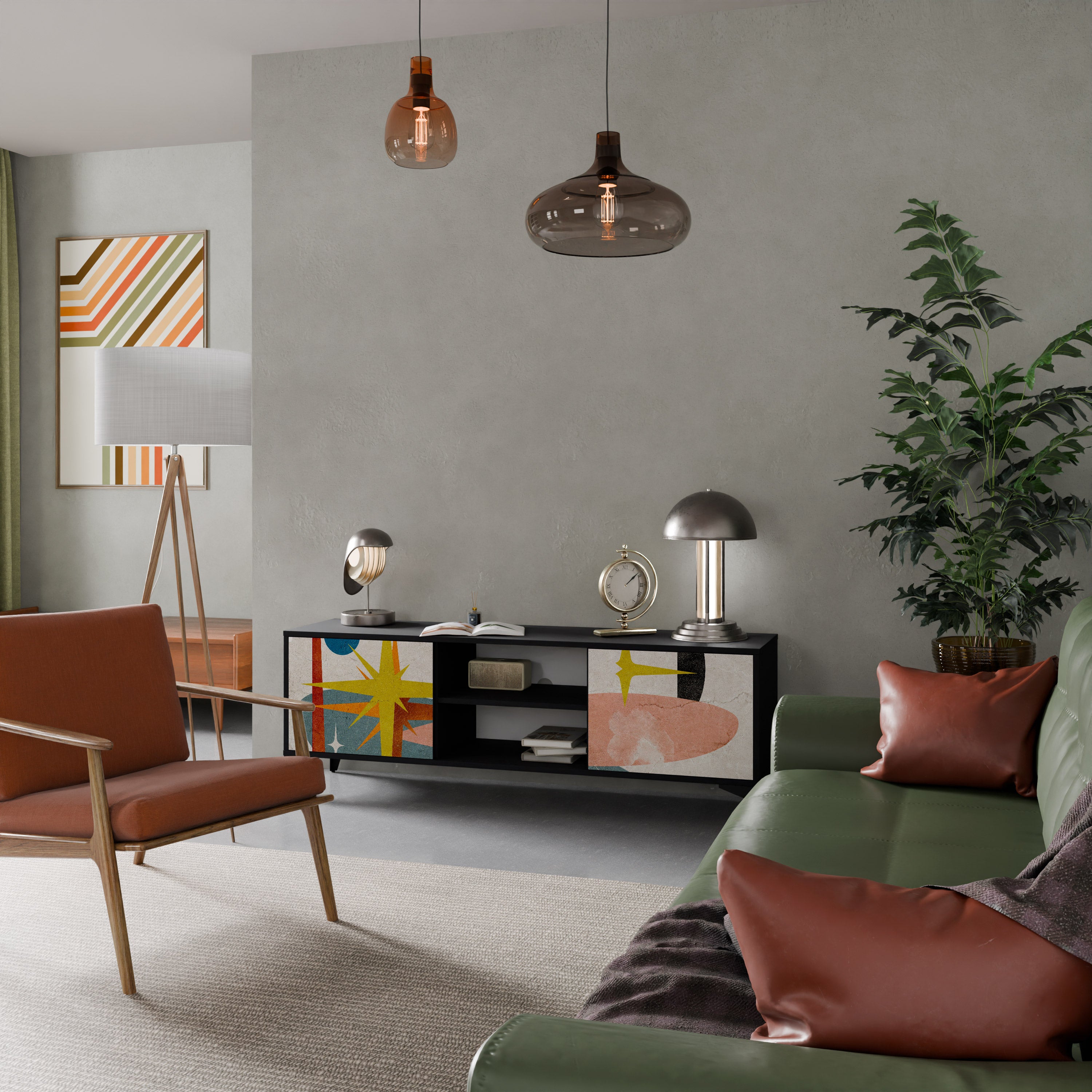 Mueble de TV INTERSTELLAR VIBES de 2 puertas con acabado negro