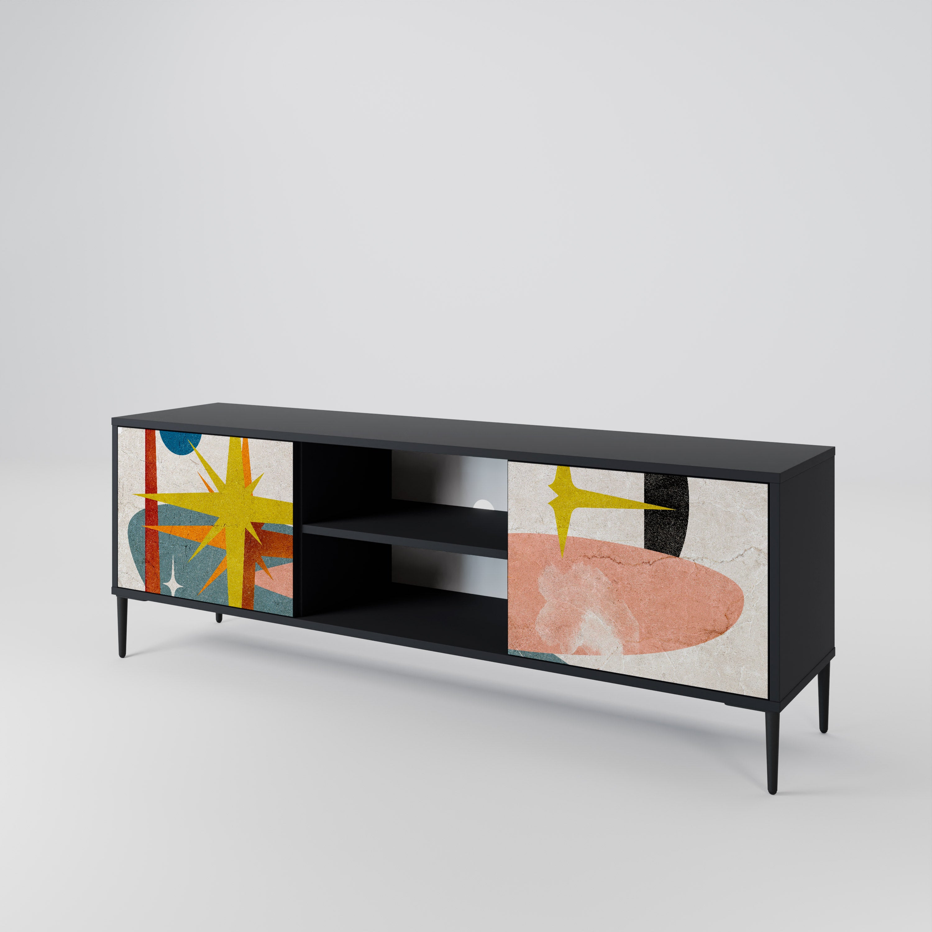 Mueble de TV INTERSTELLAR VIBES de 2 puertas con acabado negro