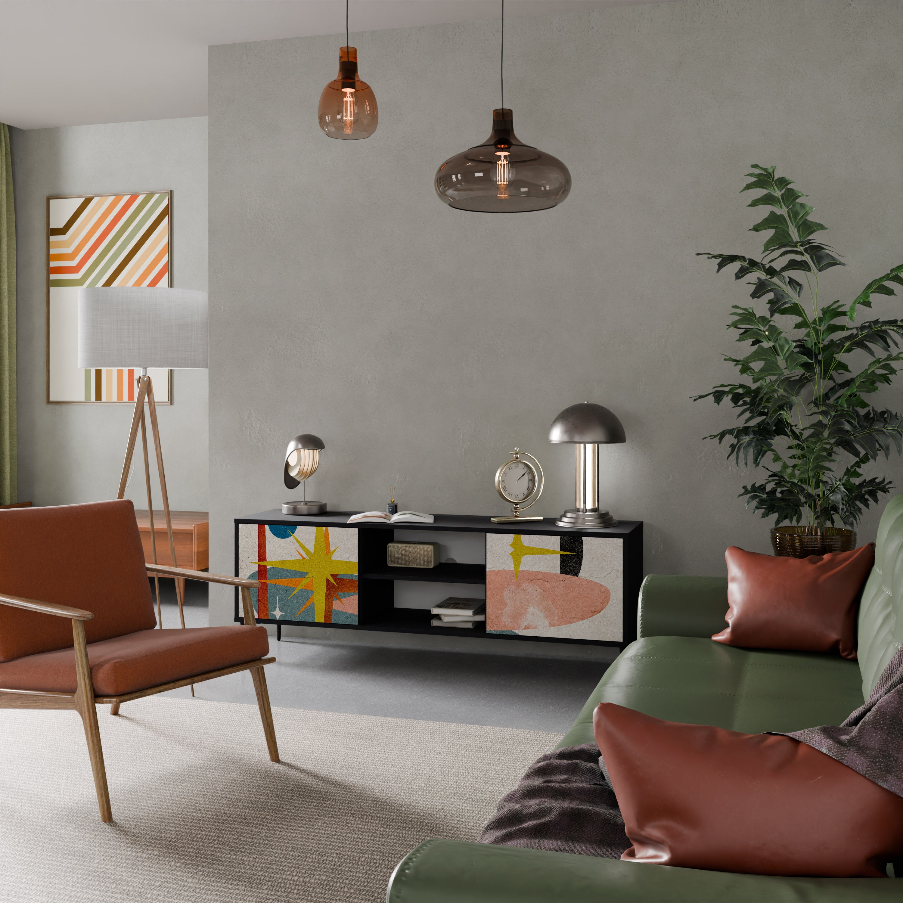 Mueble de TV INTERSTELLAR VIBES de 2 puertas con acabado negro
