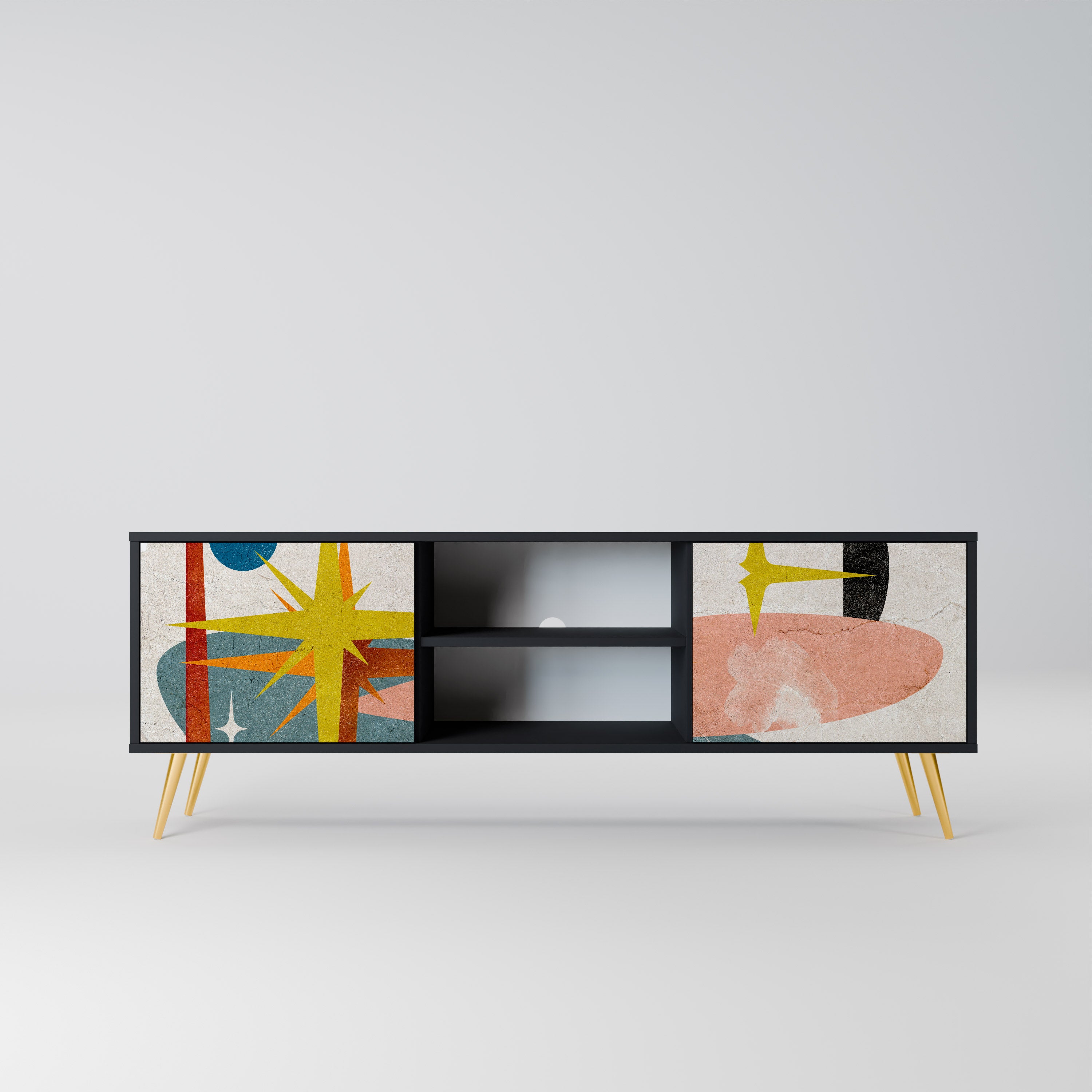 Mueble de TV INTERSTELLAR VIBES de 2 puertas con acabado negro