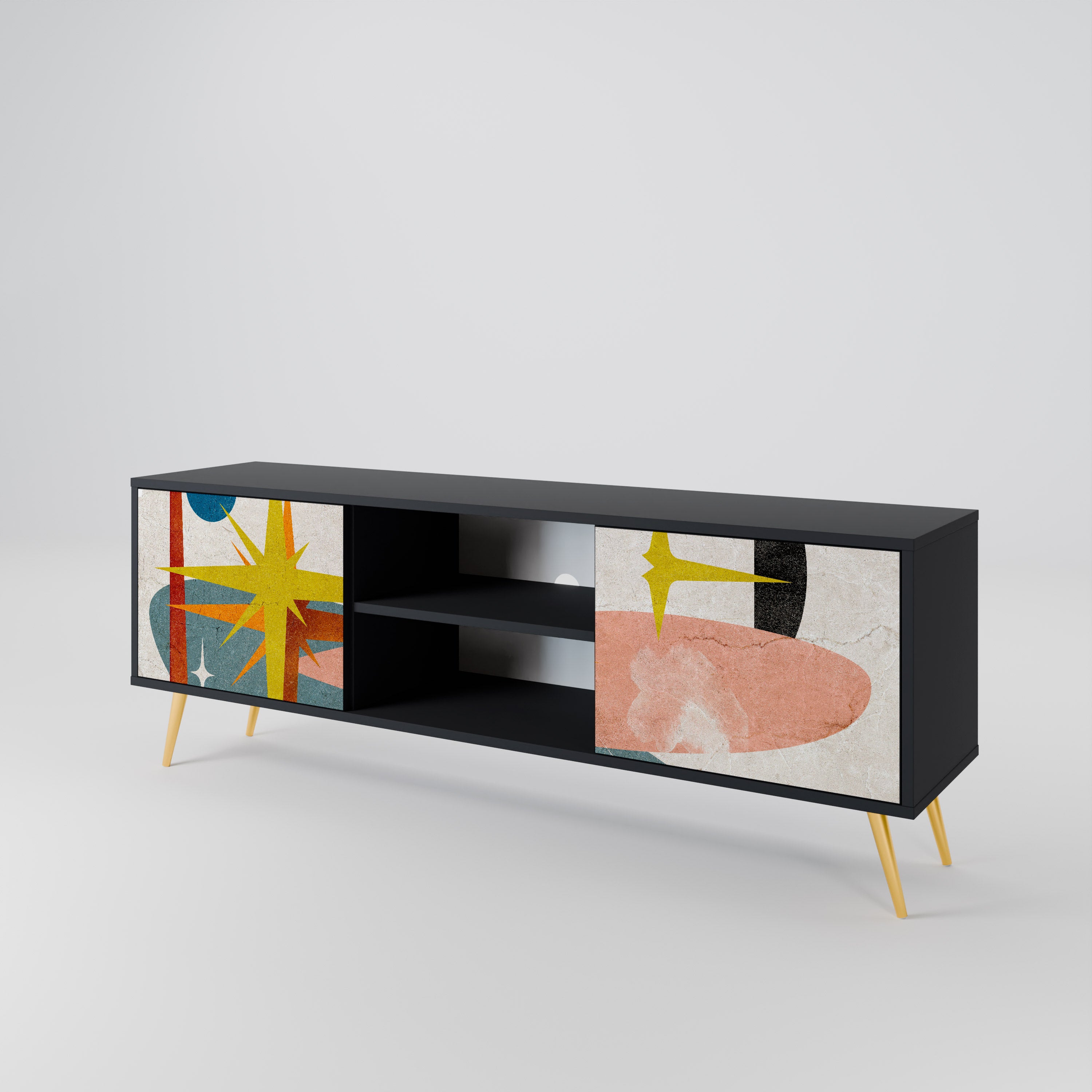 Mueble de TV INTERSTELLAR VIBES de 2 puertas con acabado negro