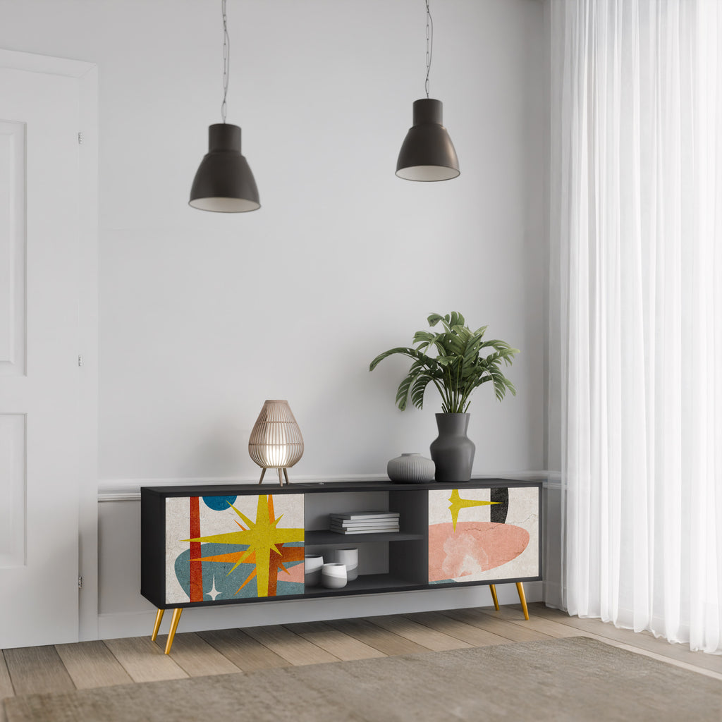 Mueble de TV INTERSTELLAR VIBES de 2 puertas con acabado negro