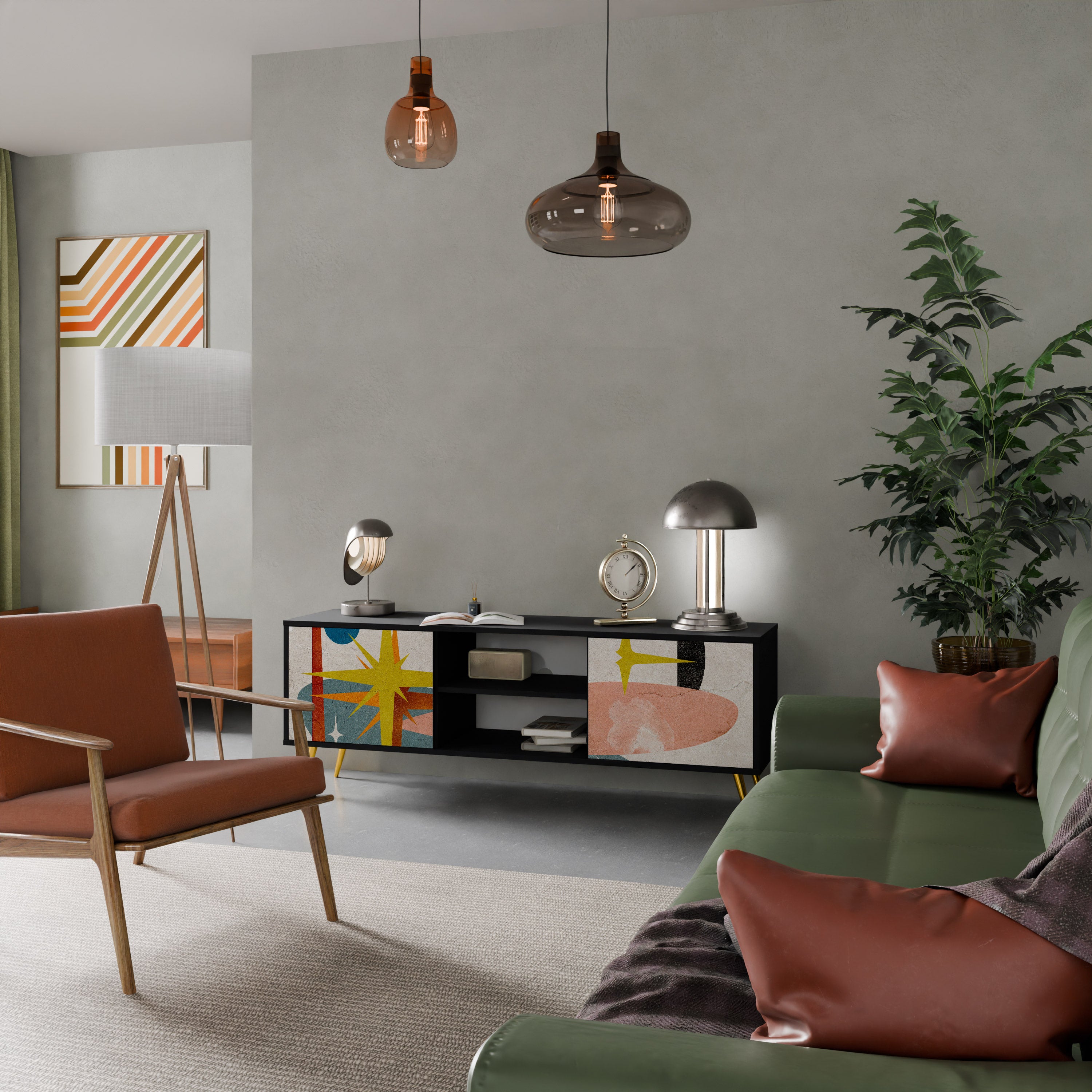 Mueble de TV INTERSTELLAR VIBES de 2 puertas con acabado negro