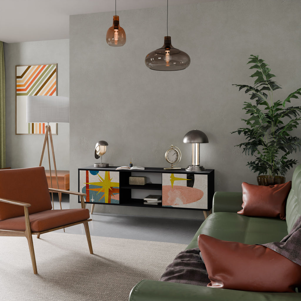 Mueble de TV INTERSTELLAR VIBES de 2 puertas con acabado negro