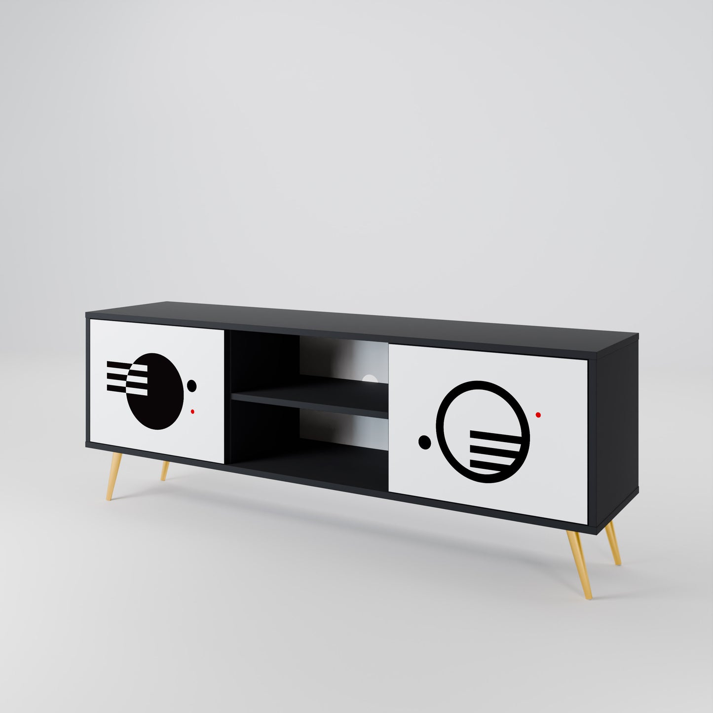 BLACK AND WHITE COMBINATION Mueble de TV de 2 Puertas