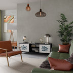 WONDERLAND VEGETATION Mueble de TV de 2 Puertas en Acabado Negro