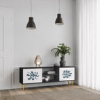 WONDERLAND VEGETATION Mueble de TV de 2 Puertas en Acabado Negro