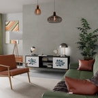 WONDERLAND VEGETATION Mueble de TV de 2 Puertas en Acabado Negro