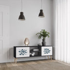 WONDERLAND VEGETATION Mueble de TV de 2 Puertas en Acabado Negro