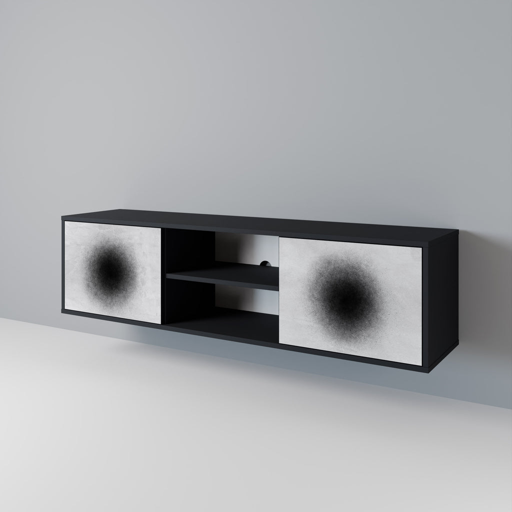 Mueble de TV de 2 puertas BLACK HOLE con acabado negro