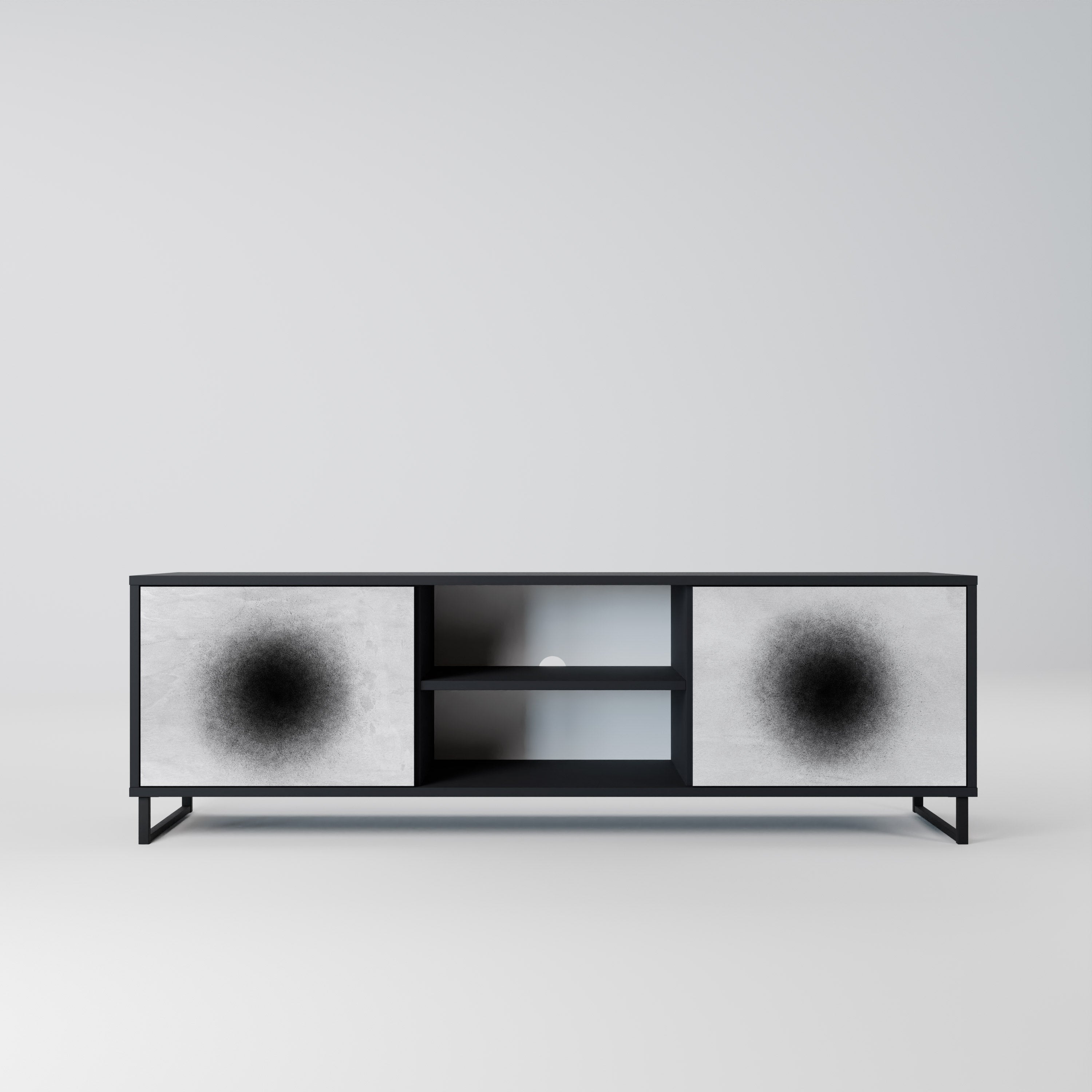 Mueble de TV de 2 puertas BLACK HOLE con acabado negro
