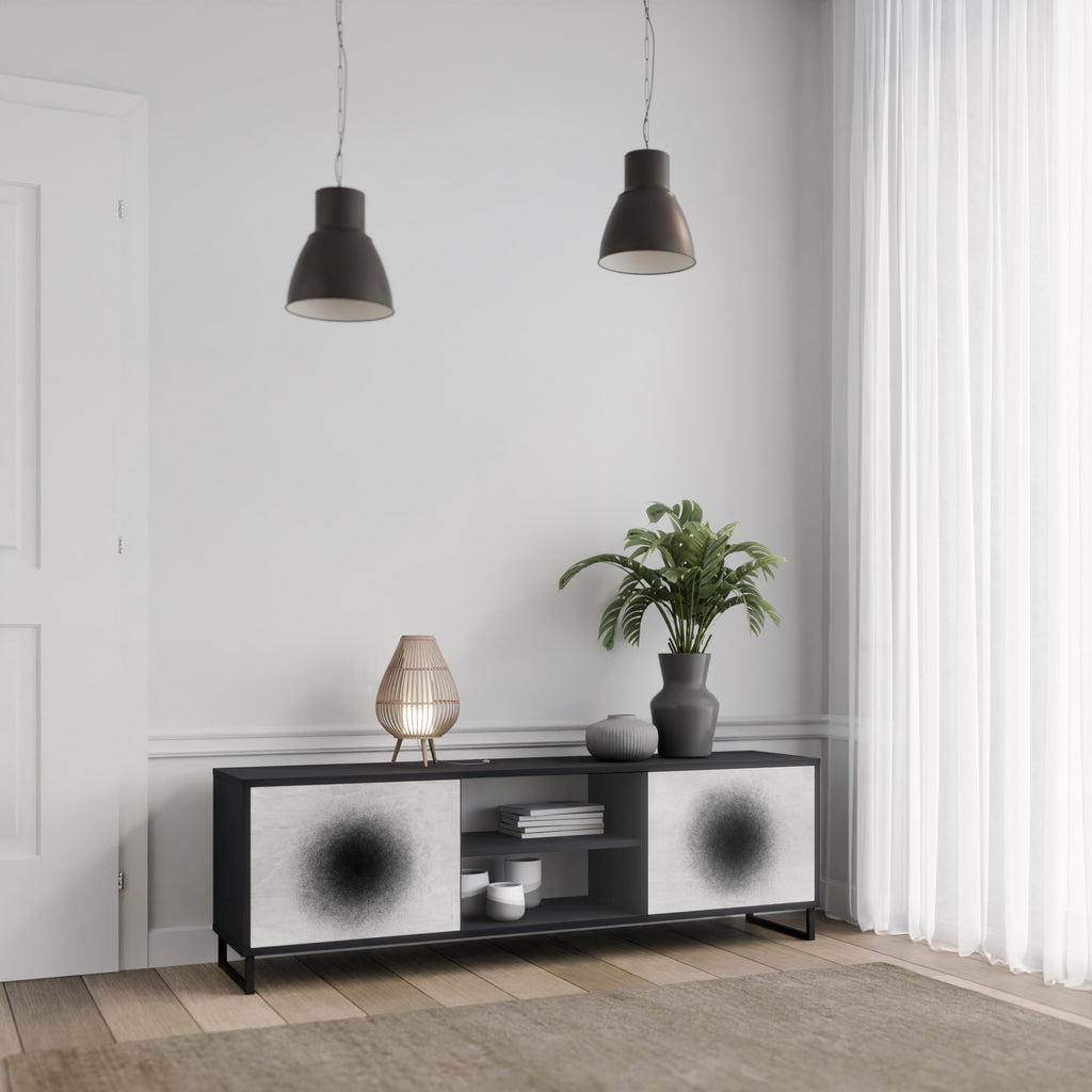 Mueble de TV de 2 puertas BLACK HOLE con acabado negro