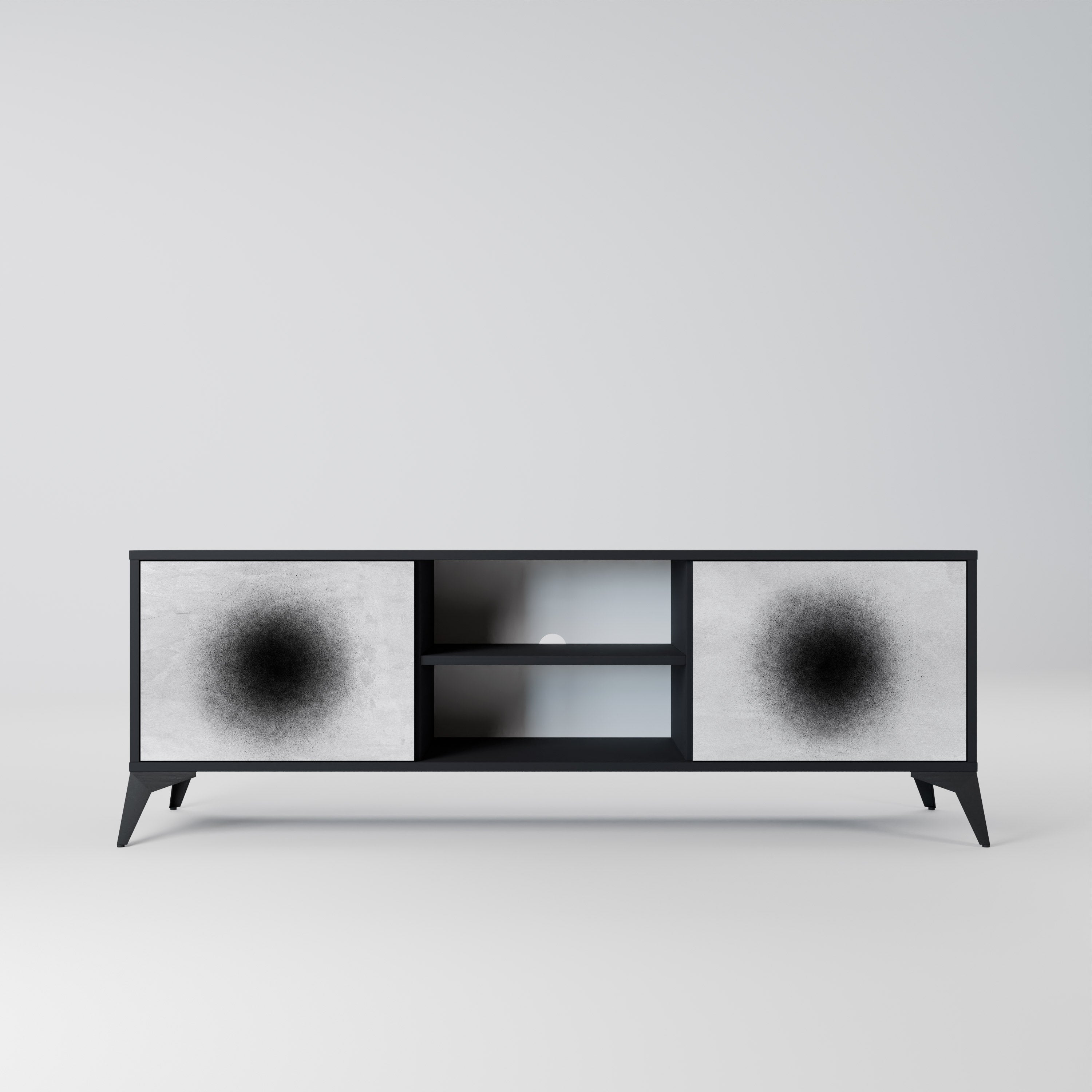 Mueble de TV de 2 puertas BLACK HOLE con acabado negro