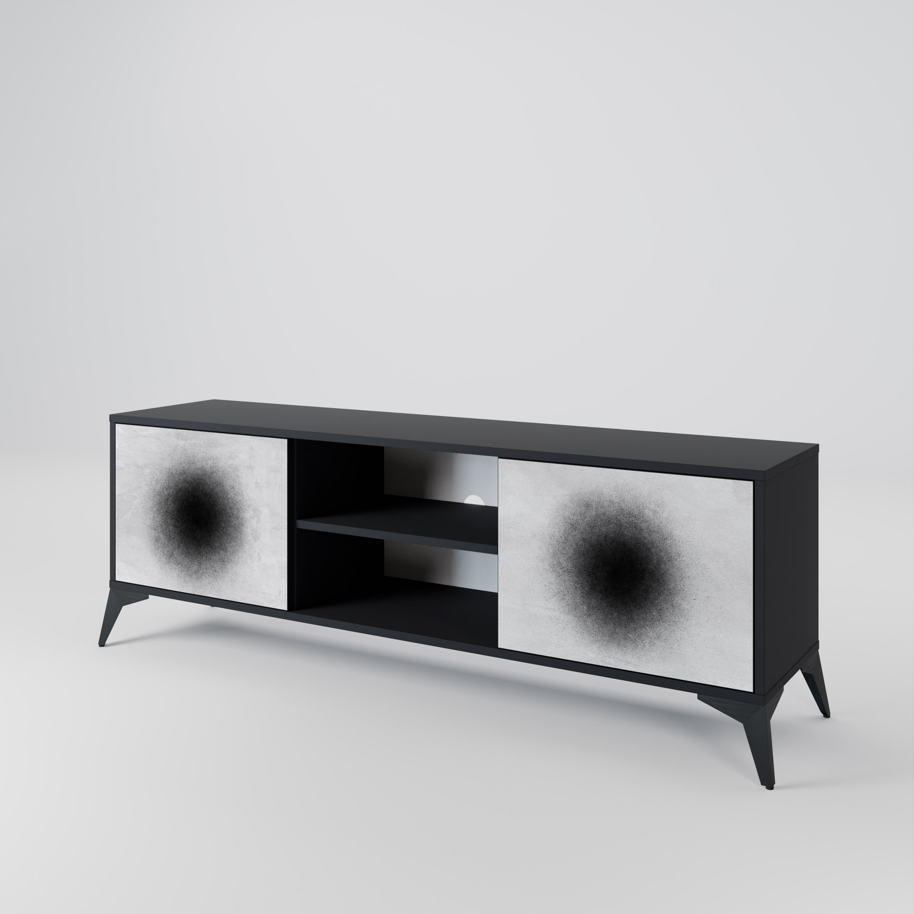 Mueble de TV de 2 puertas BLACK HOLE con acabado negro