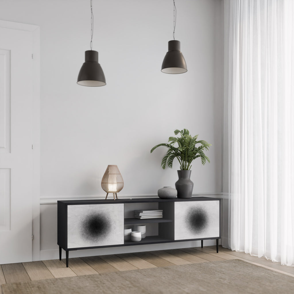 Mueble de TV de 2 puertas BLACK HOLE con acabado negro