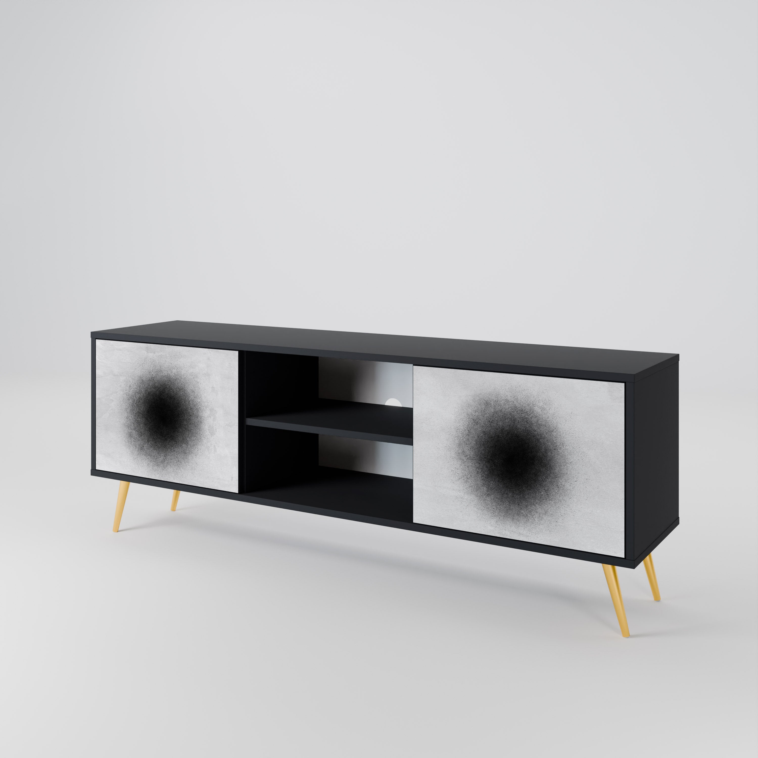 Mueble de TV de 2 puertas BLACK HOLE con acabado negro