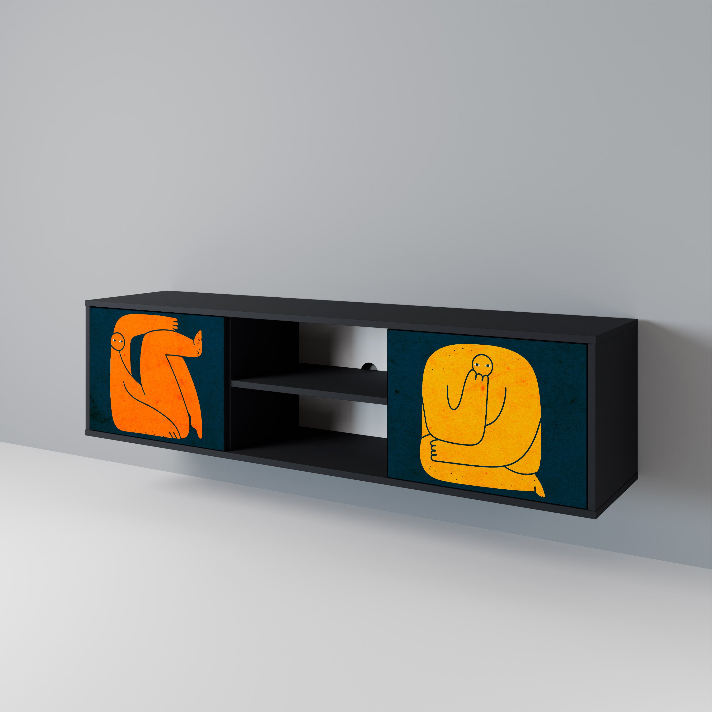 JUNTOS PERO POR SEPARADO Mueble de TV de 2 puertas en acabado negro