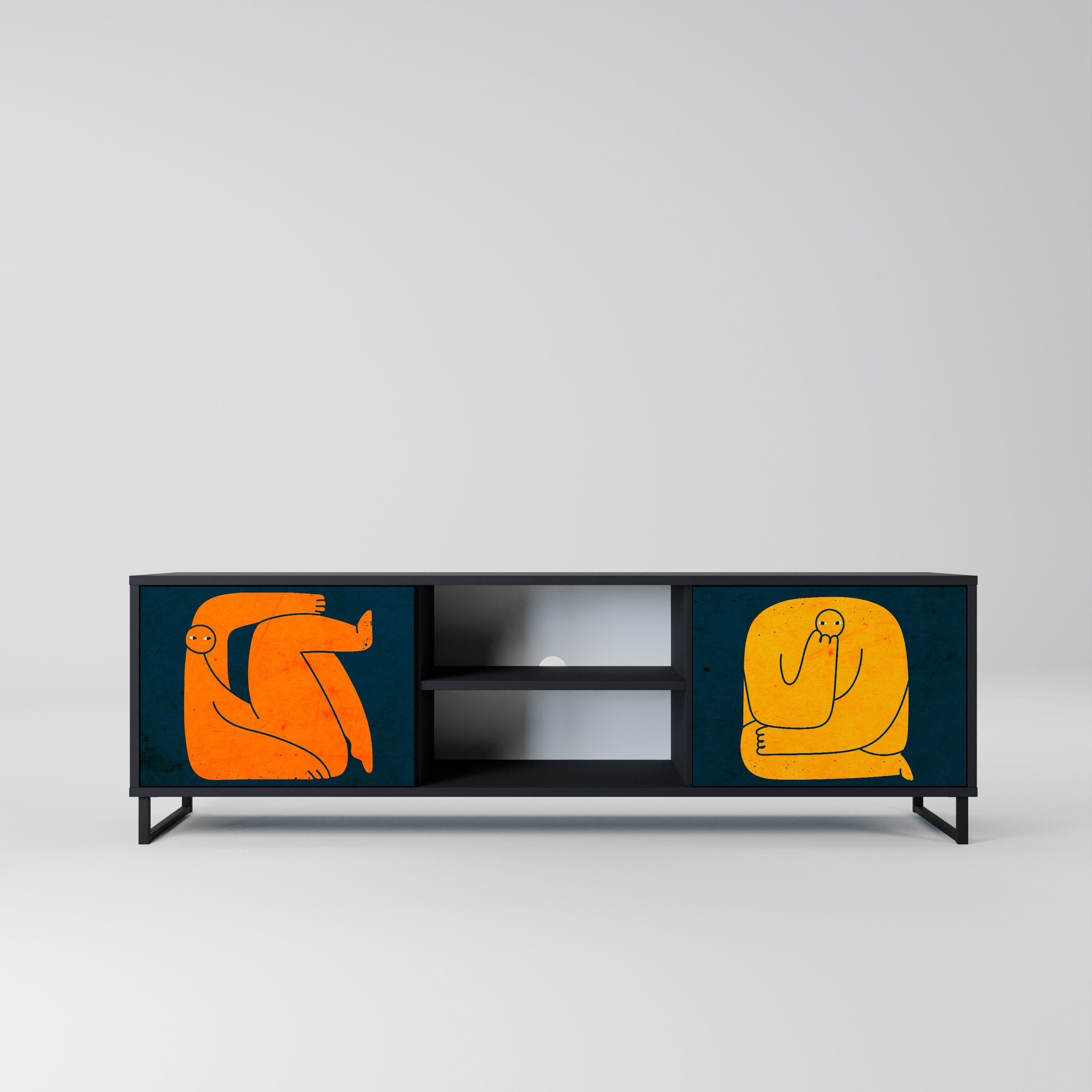 JUNTOS PERO POR SEPARADO Mueble de TV de 2 puertas en acabado negro