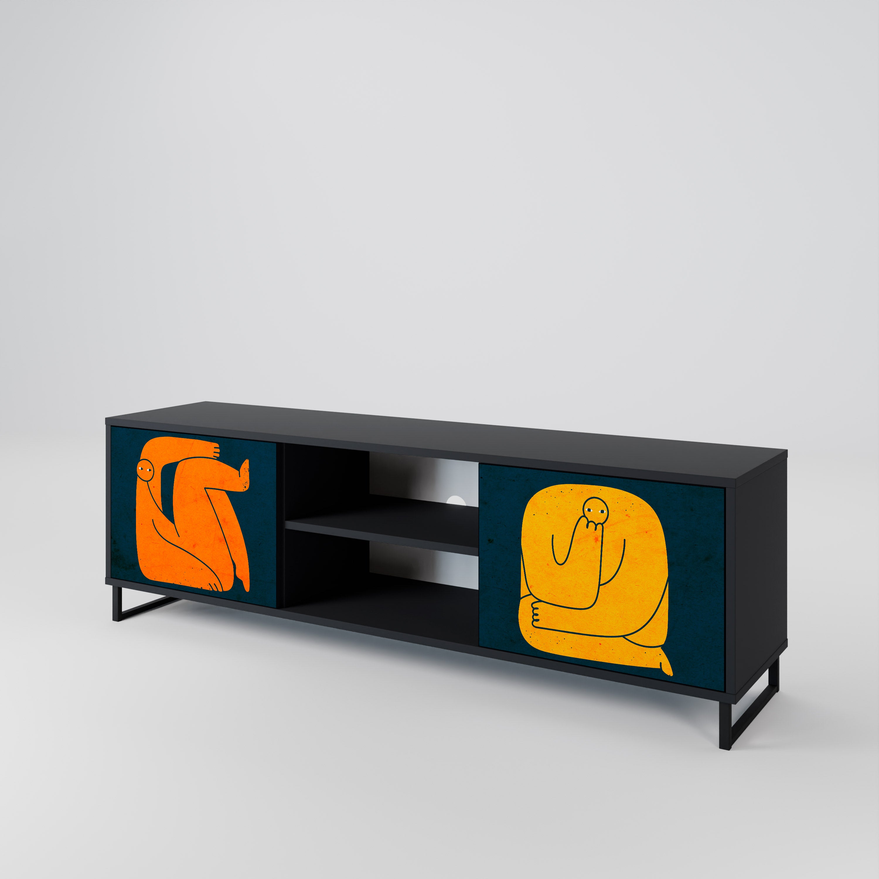 JUNTOS PERO POR SEPARADO Mueble de TV de 2 puertas en acabado negro
