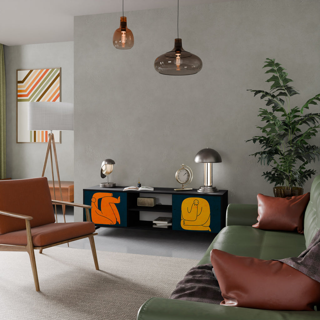 JUNTOS PERO POR SEPARADO Mueble de TV de 2 puertas en acabado negro