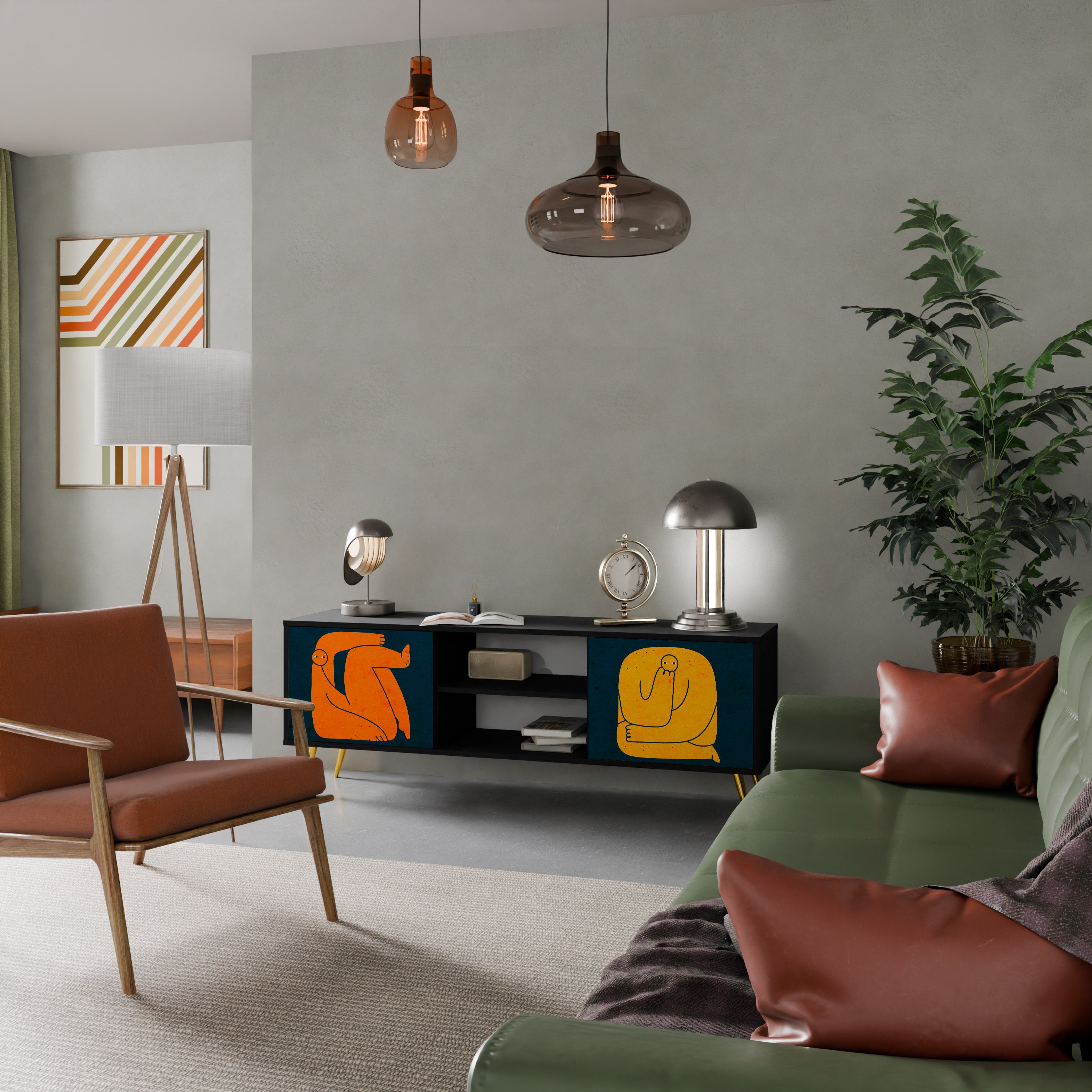 JUNTOS PERO POR SEPARADO Mueble de TV de 2 puertas en acabado negro