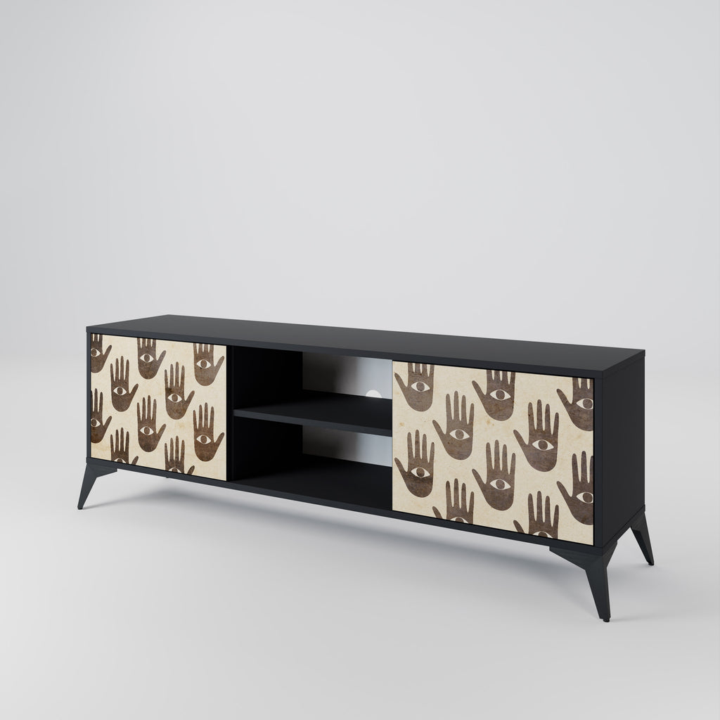 VER MÁS Mueble de TV de 2 puertas en acabado negro