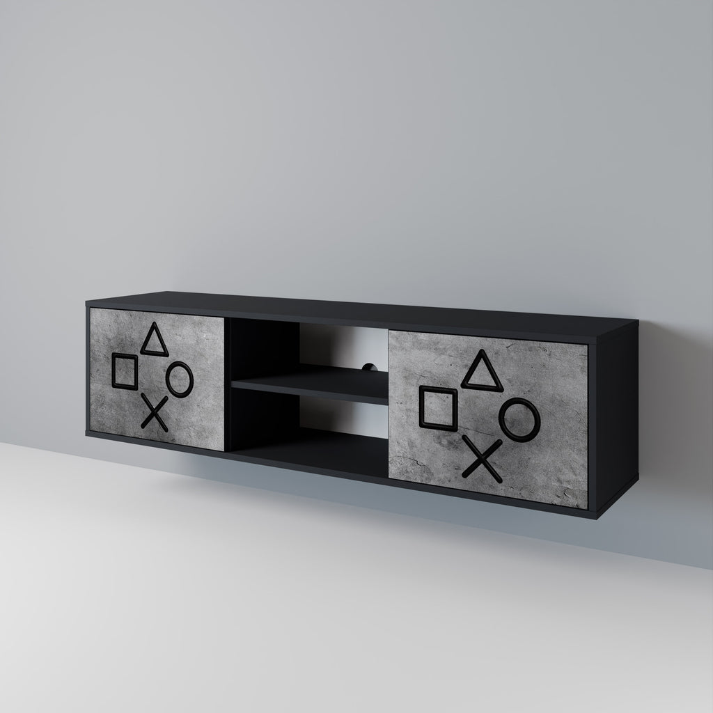 Mueble para TV de 2 puertas GAMER CHOICE con acabado negro