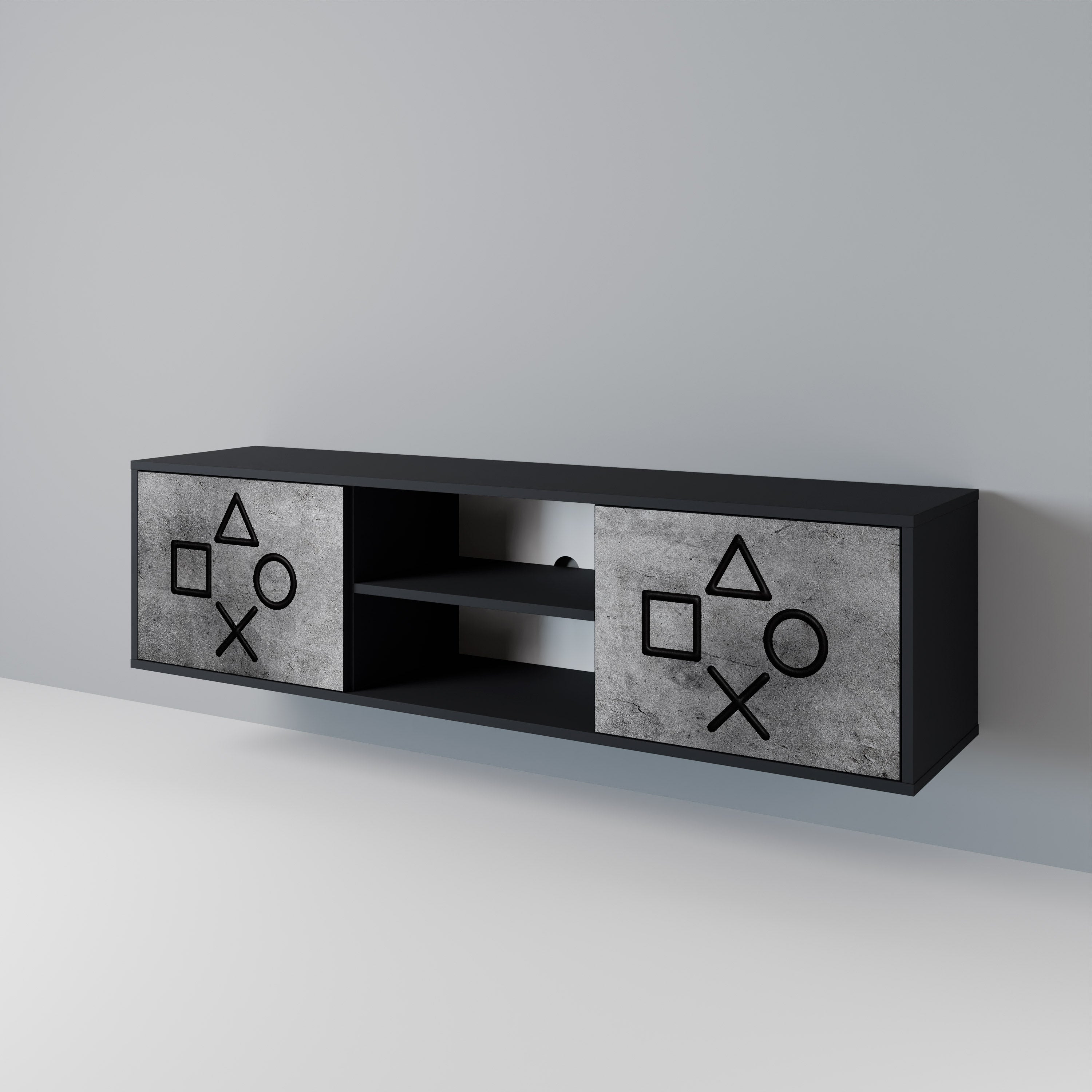 Mueble para TV de 2 puertas GAMER CHOICE con acabado negro