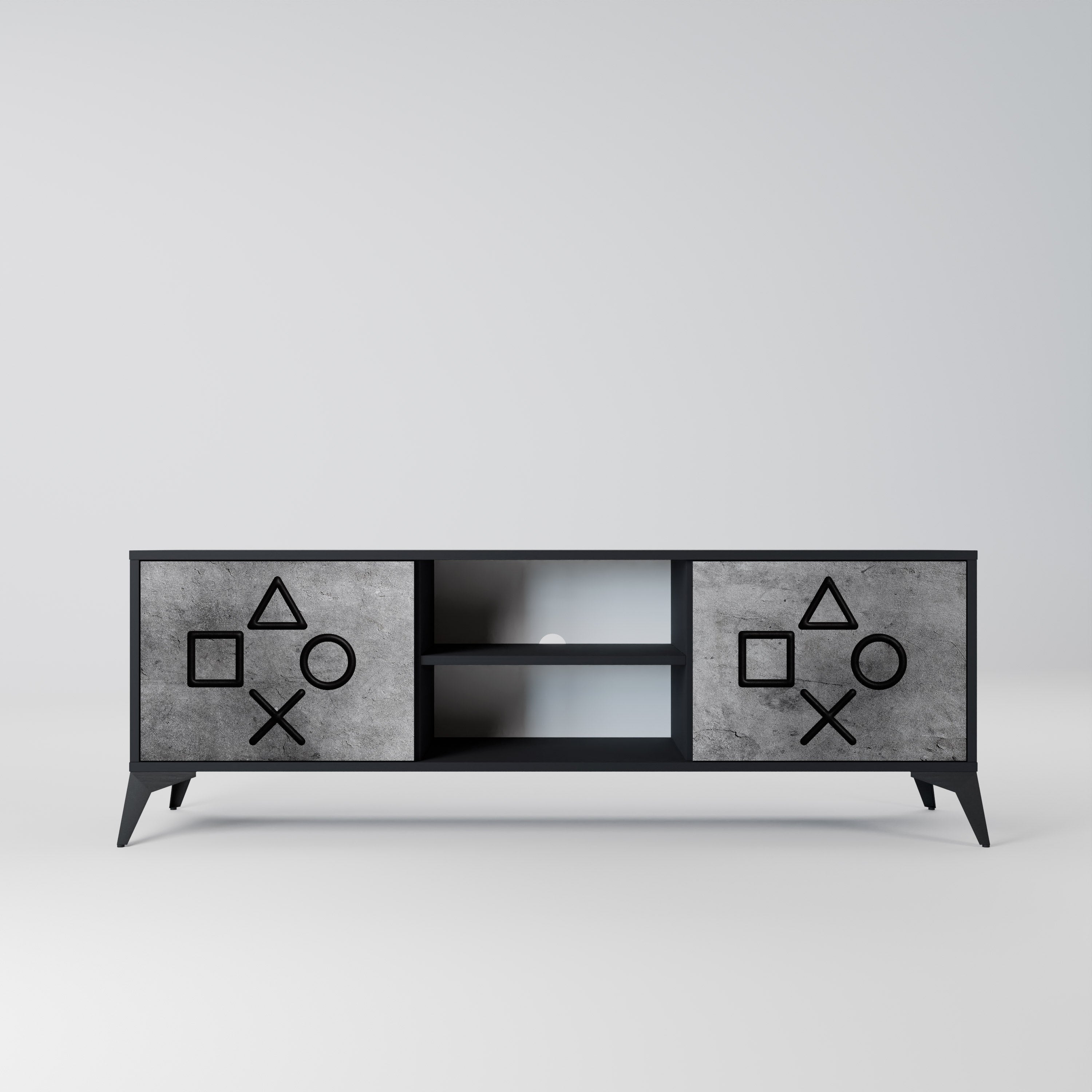 Mueble para TV de 2 puertas GAMER CHOICE con acabado negro