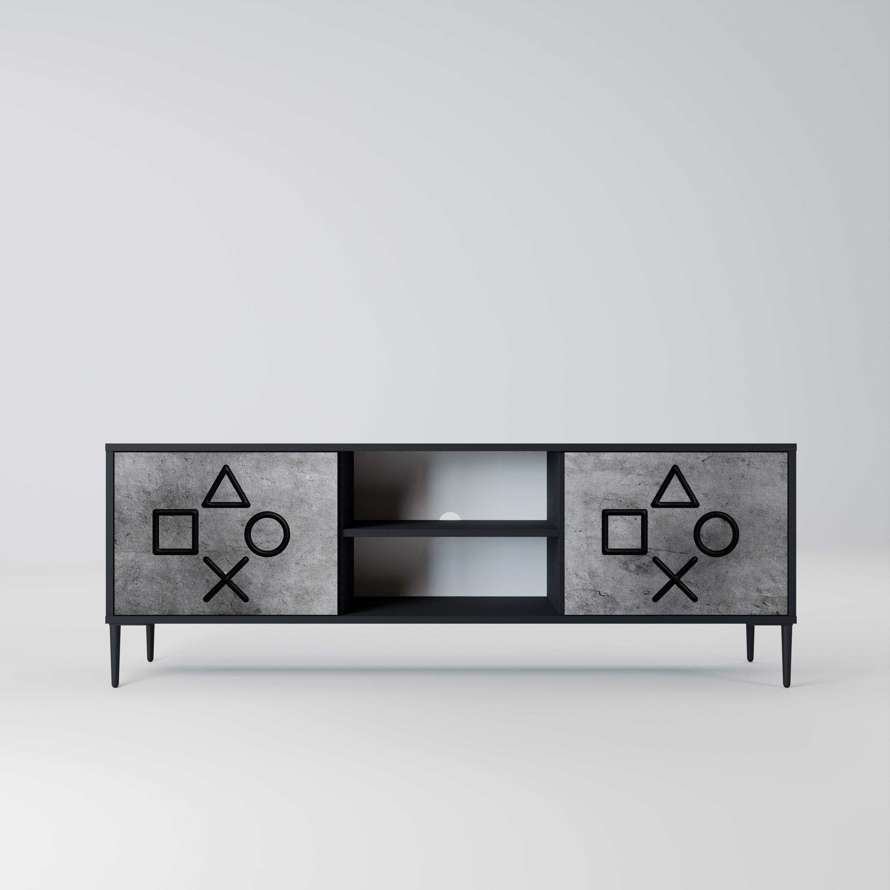 Mueble para TV de 2 puertas GAMER CHOICE con acabado negro