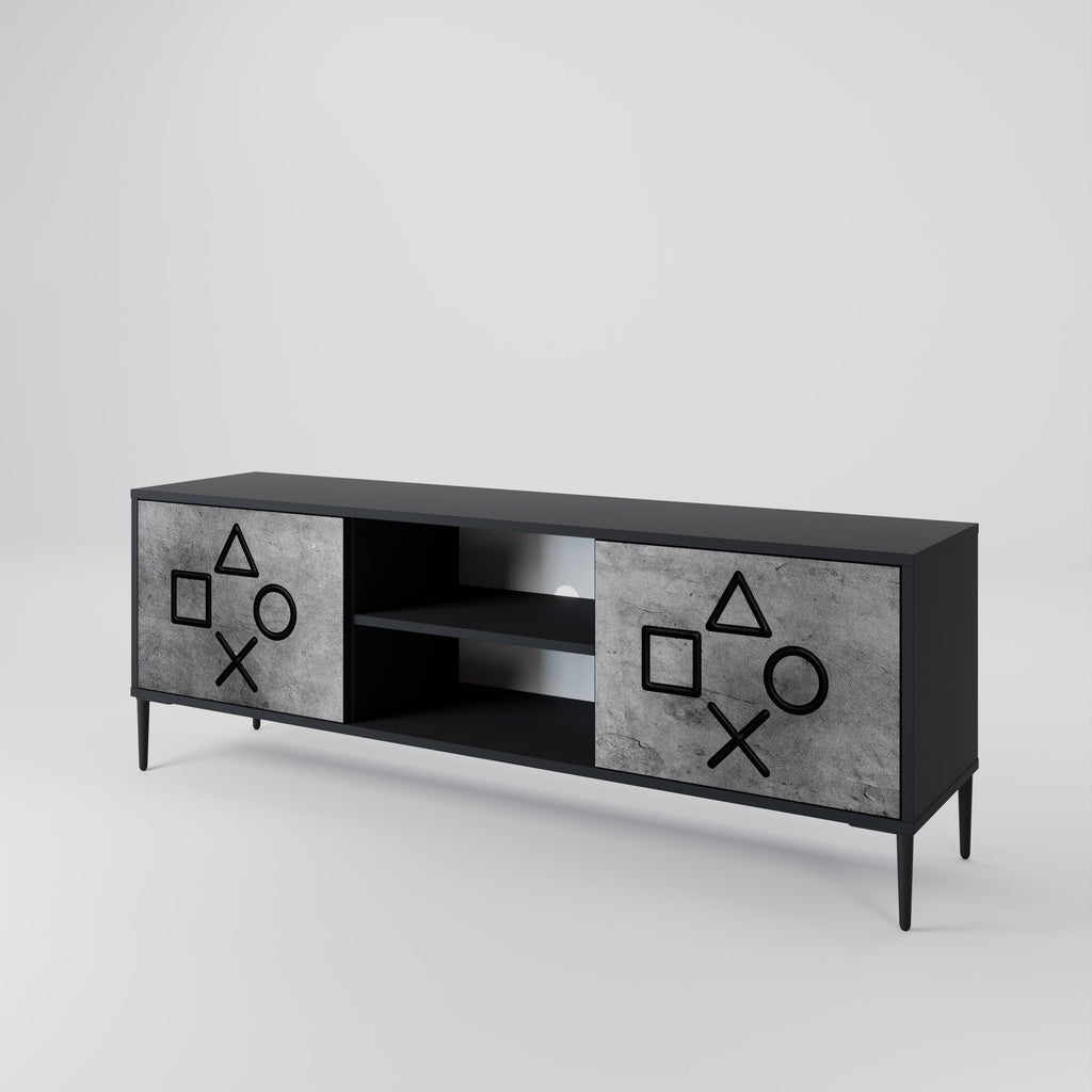 Mueble para TV de 2 puertas GAMER CHOICE con acabado negro