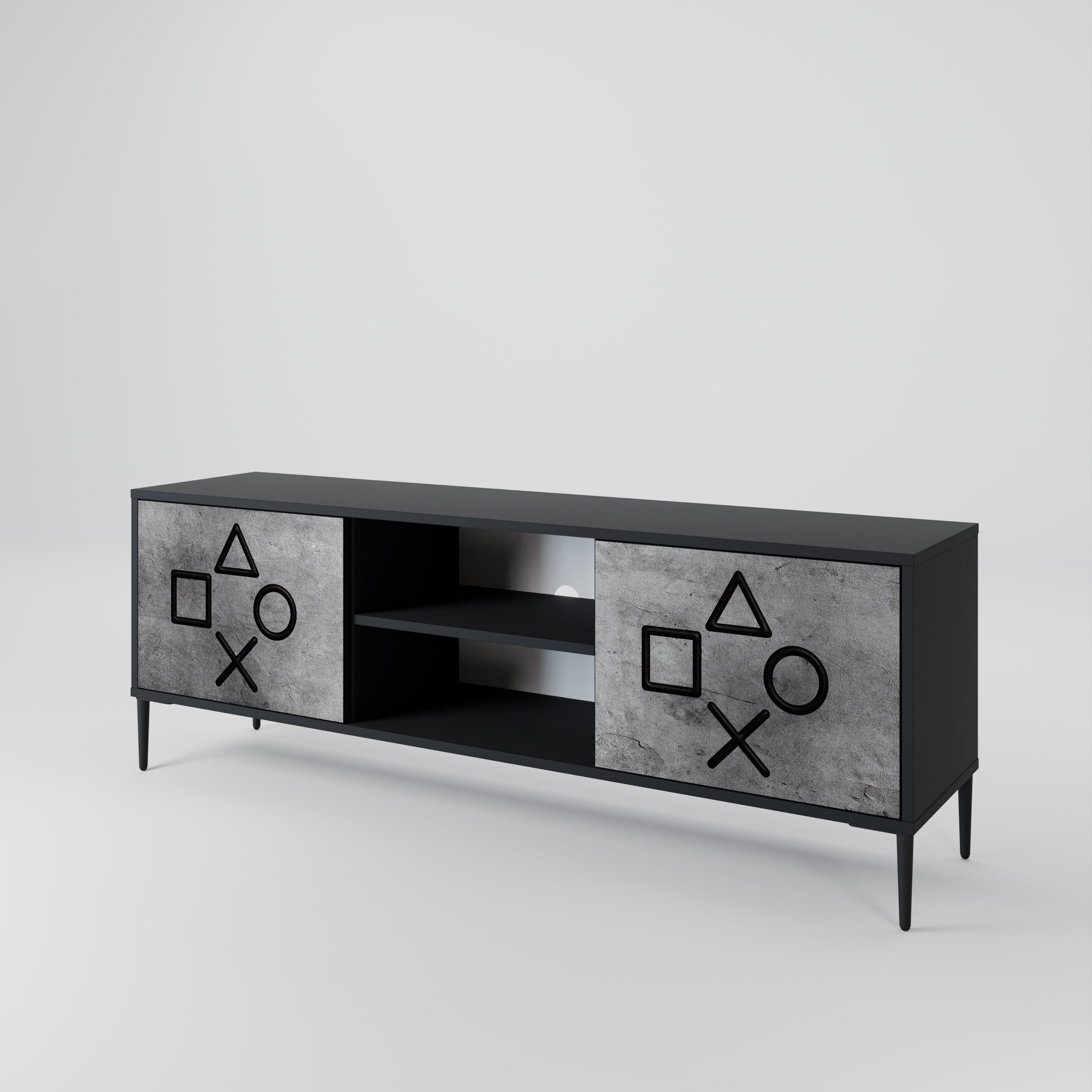 Mueble para TV de 2 puertas GAMER CHOICE con acabado negro