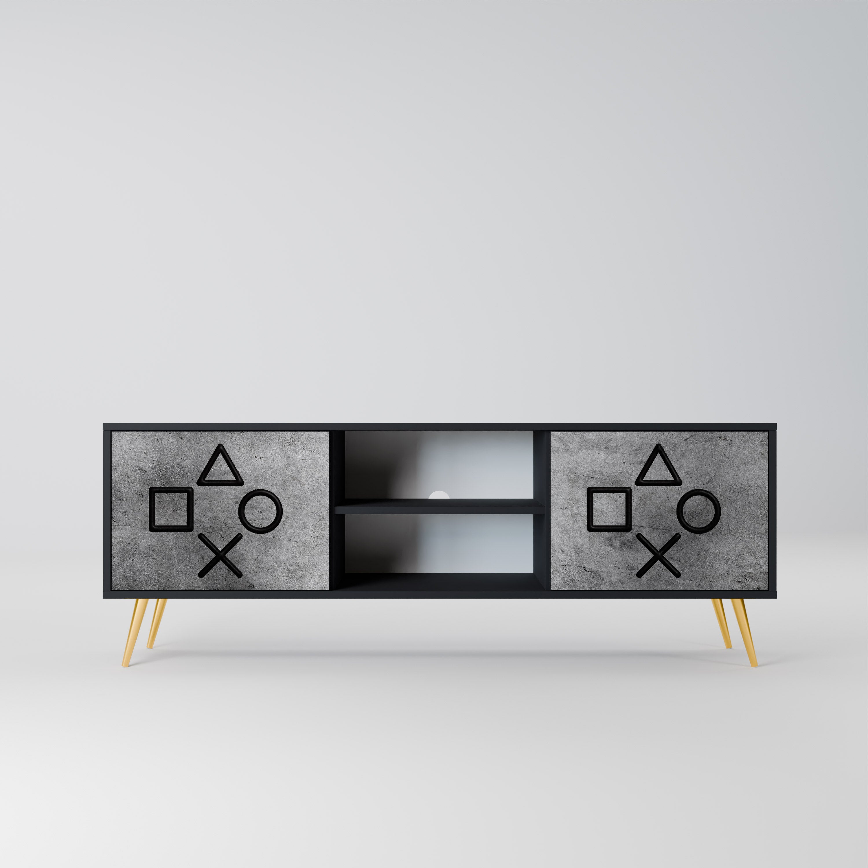 Mueble para TV de 2 puertas GAMER CHOICE con acabado negro