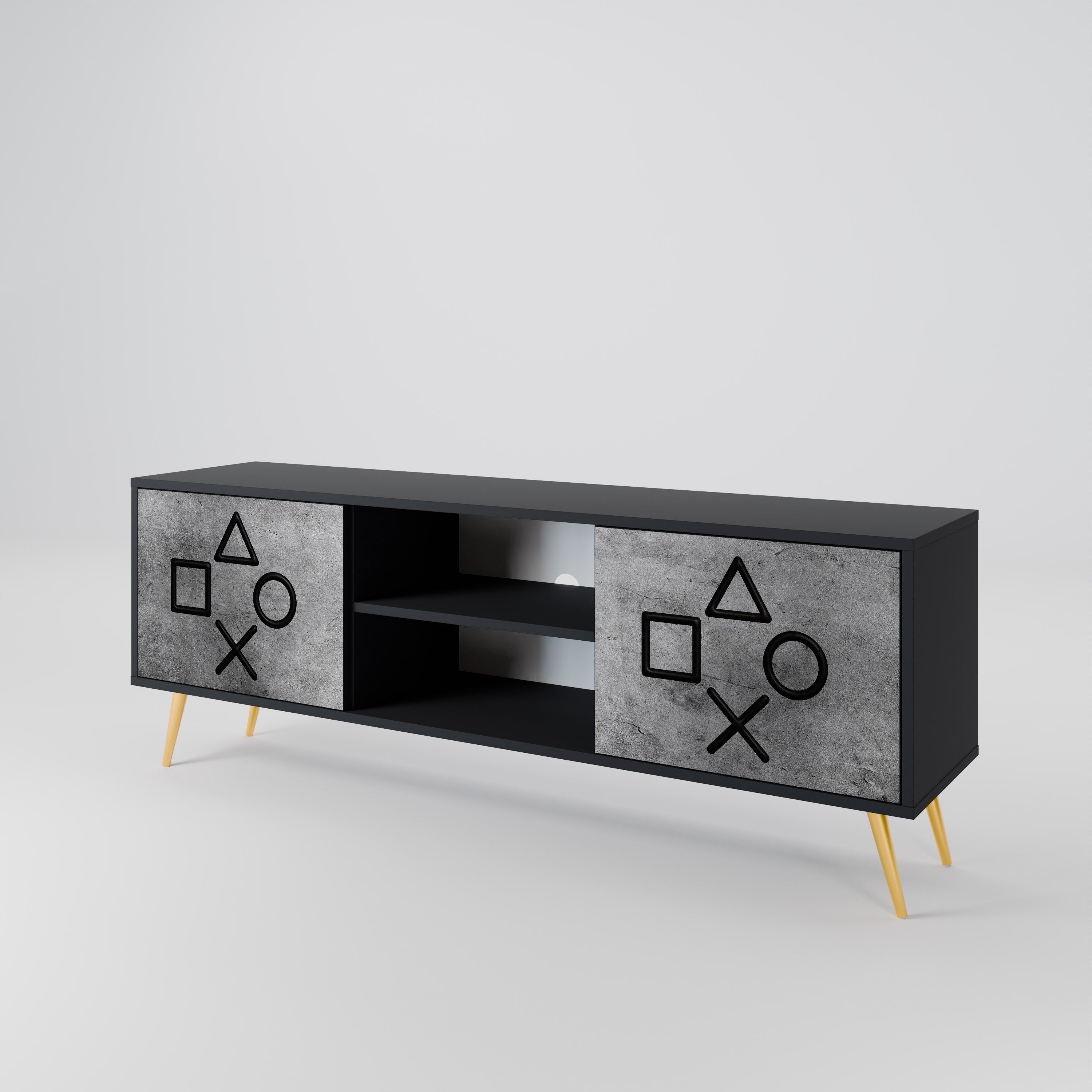 Mueble para TV de 2 puertas GAMER CHOICE con acabado negro