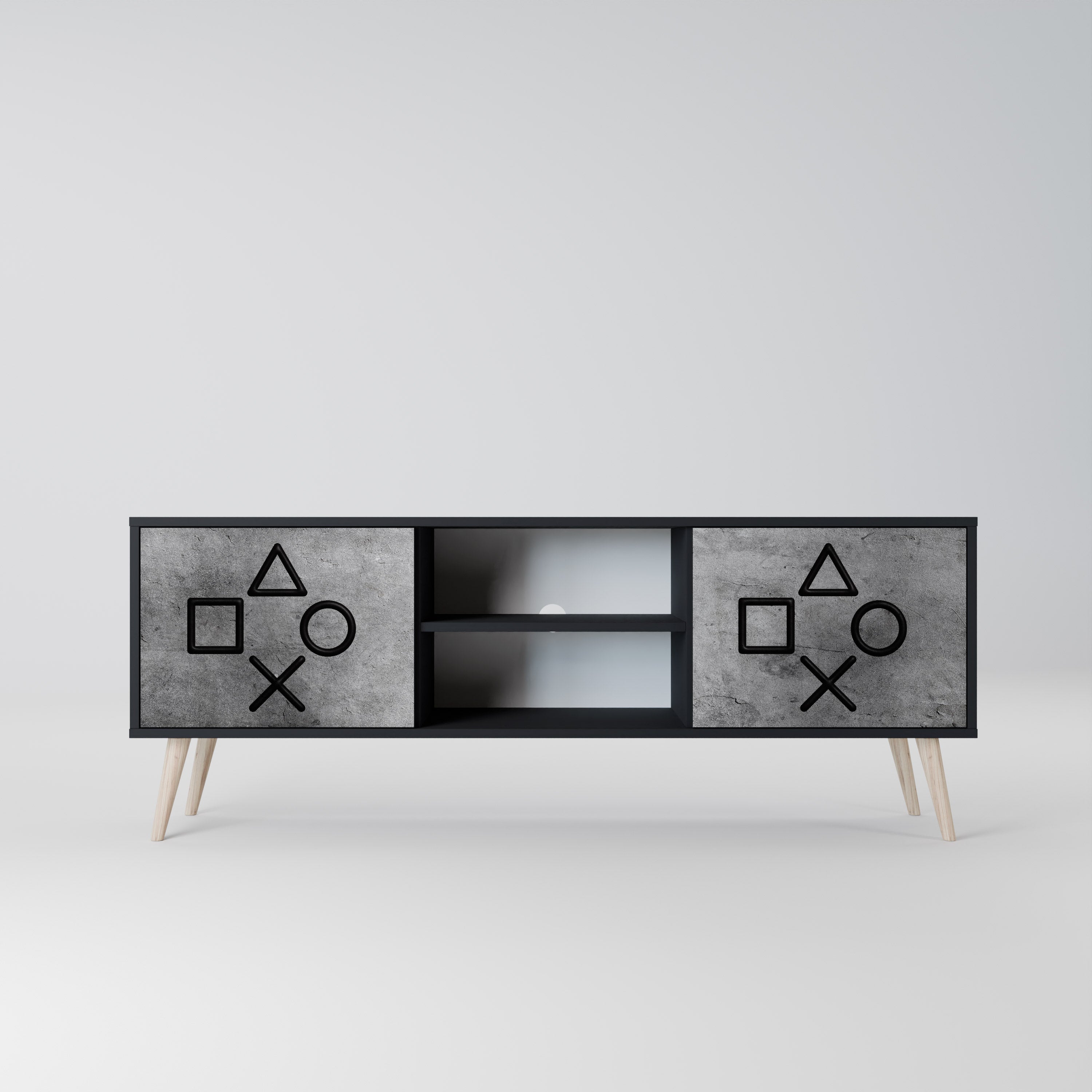 Mueble para TV de 2 puertas GAMER CHOICE con acabado negro
