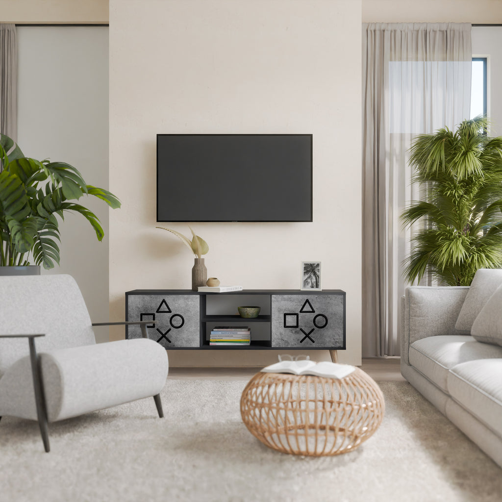 Mueble para TV de 2 puertas GAMER CHOICE con acabado negro