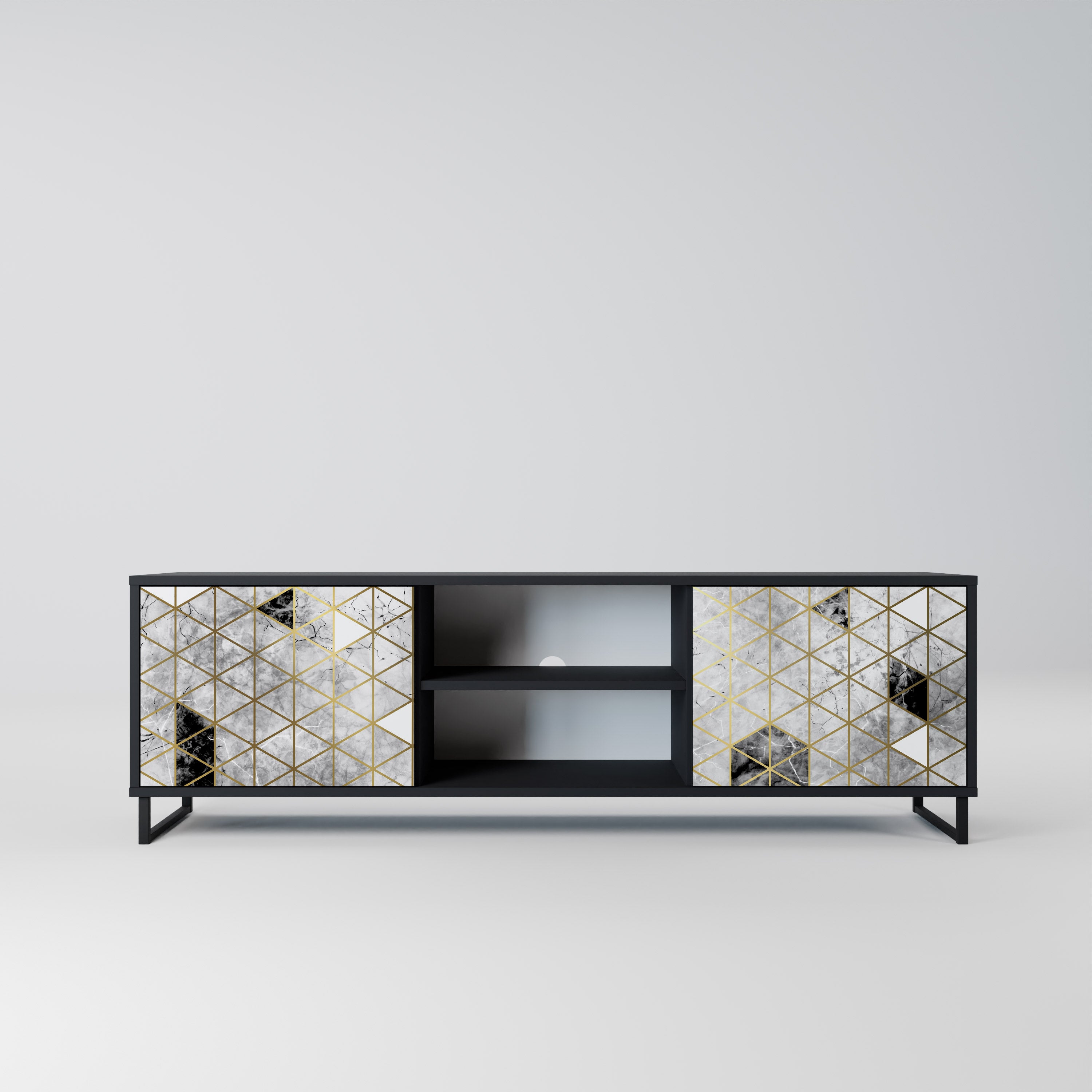 Mueble de TV ASHEN ARIA de 2 puertas con acabado negro