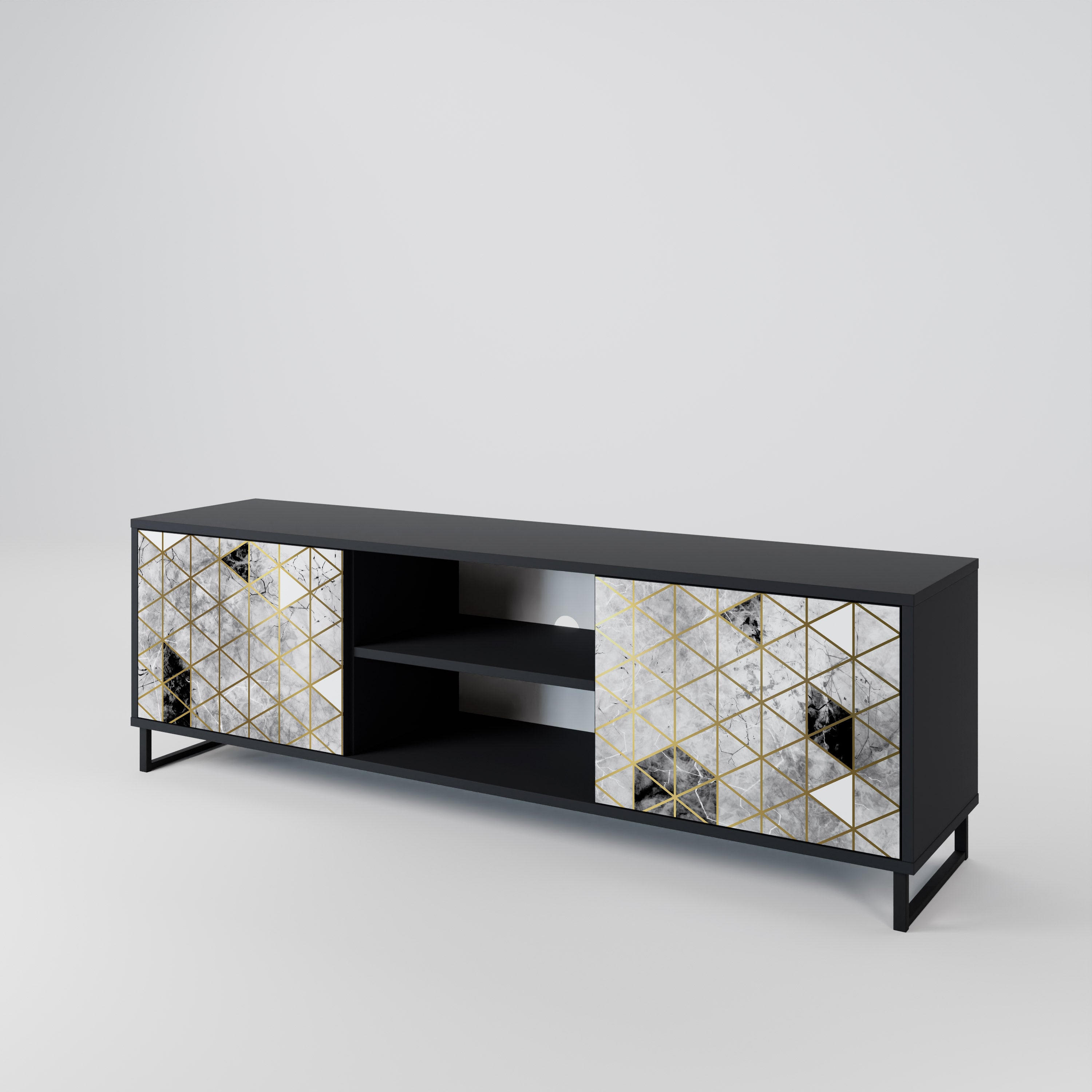 Mueble de TV ASHEN ARIA de 2 puertas con acabado negro