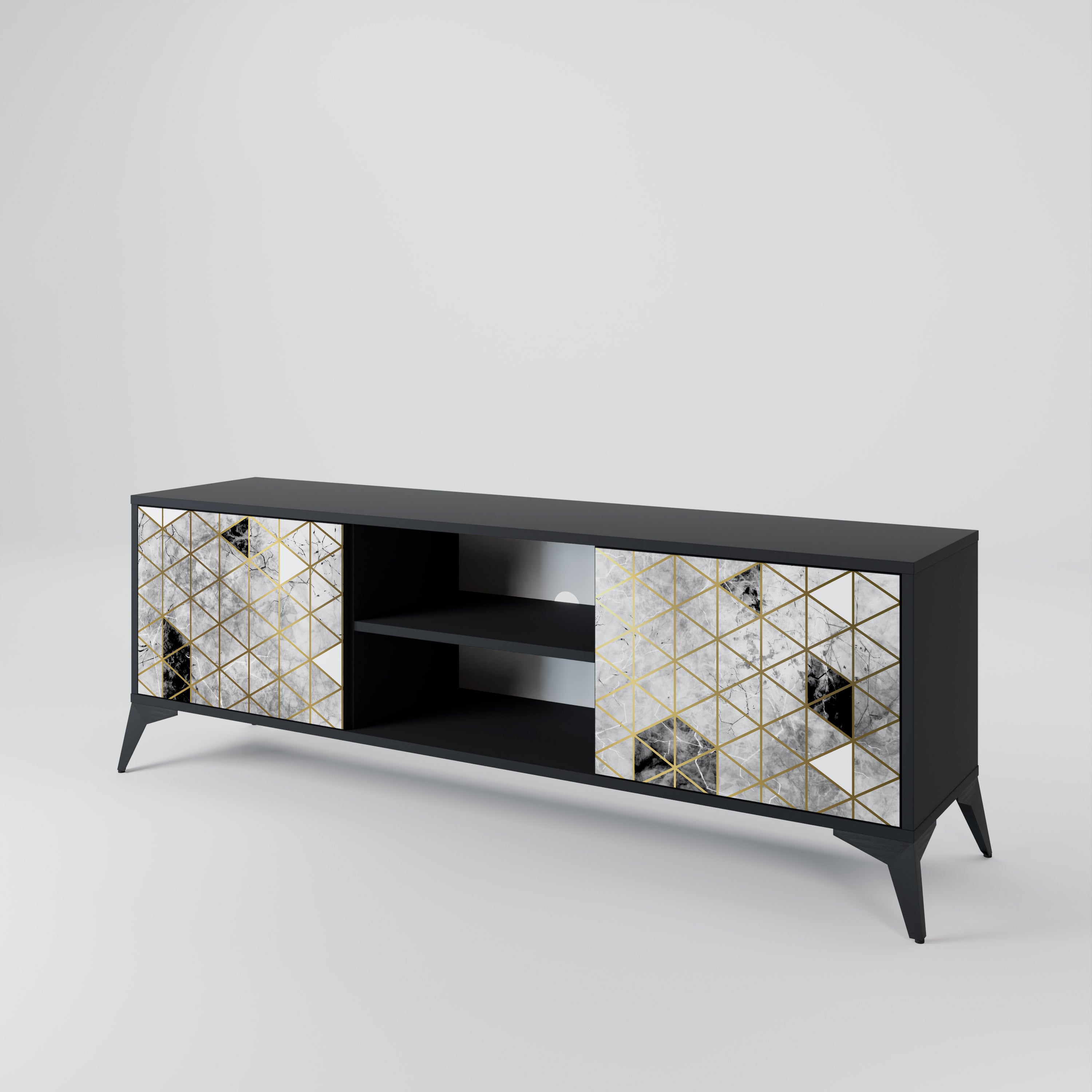 Mueble de TV ASHEN ARIA de 2 puertas con acabado negro