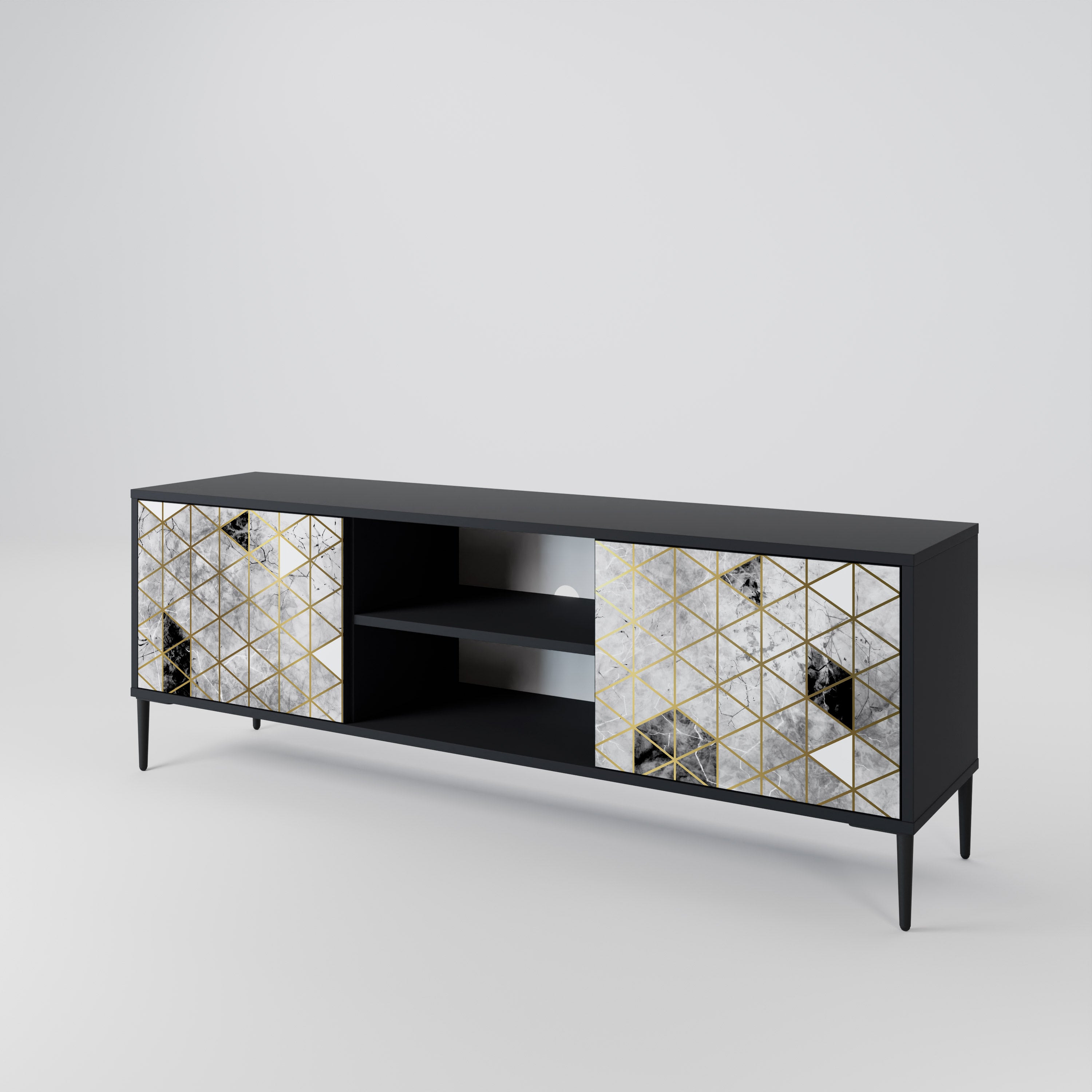 Mueble de TV ASHEN ARIA de 2 puertas con acabado negro