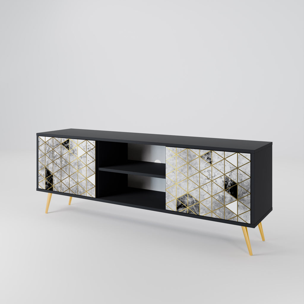 Mueble de TV ASHEN ARIA de 2 puertas con acabado negro