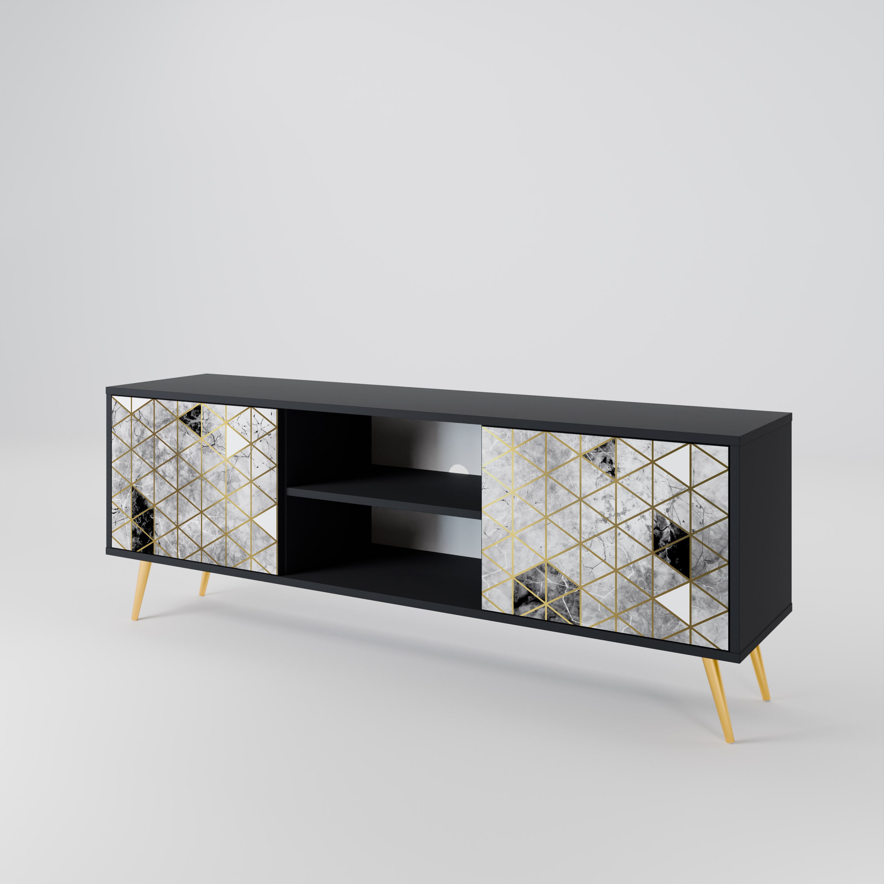 Mueble de TV ASHEN ARIA de 2 puertas con acabado negro